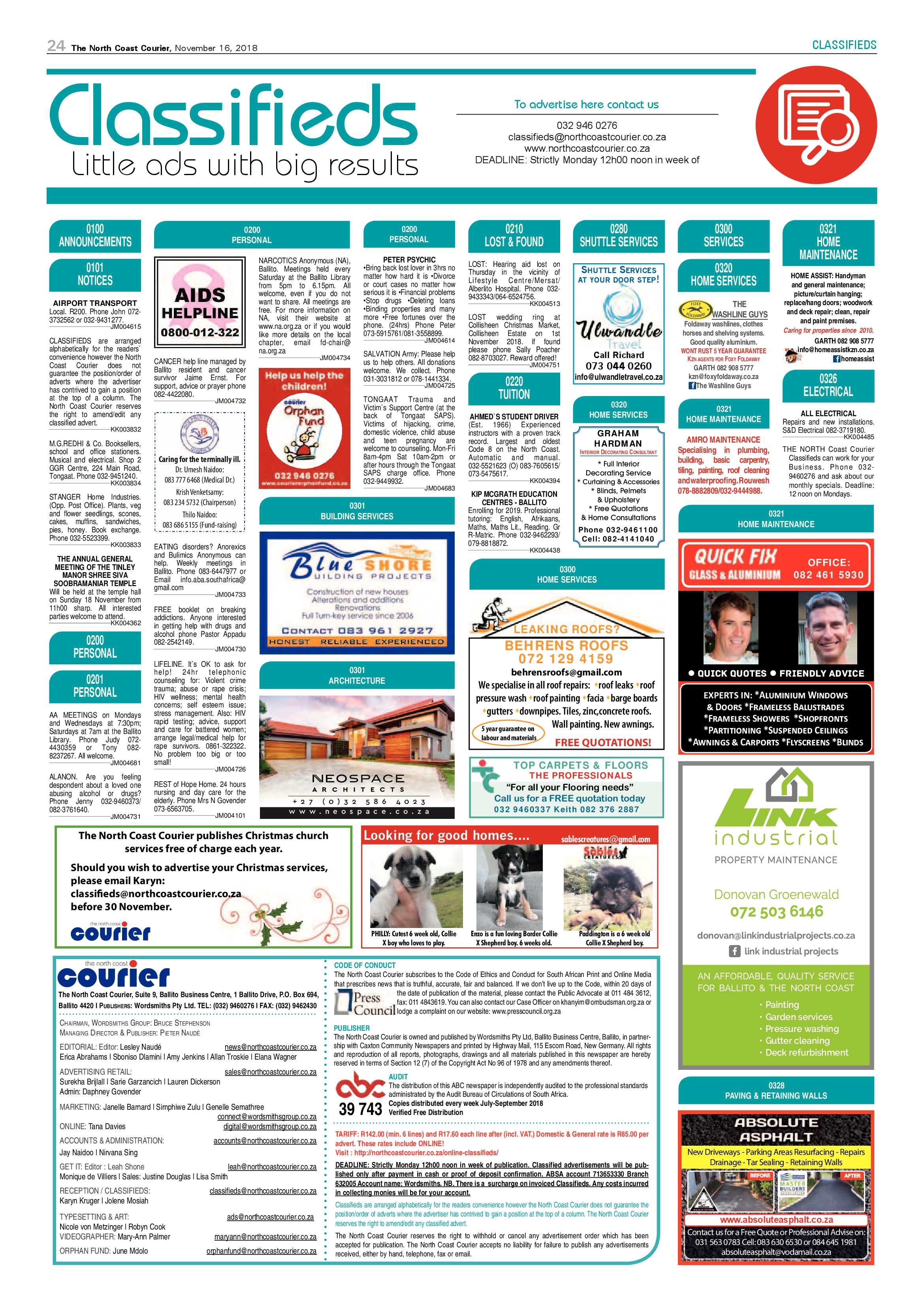 The North Coast Courier – 16 November 2018 page 24