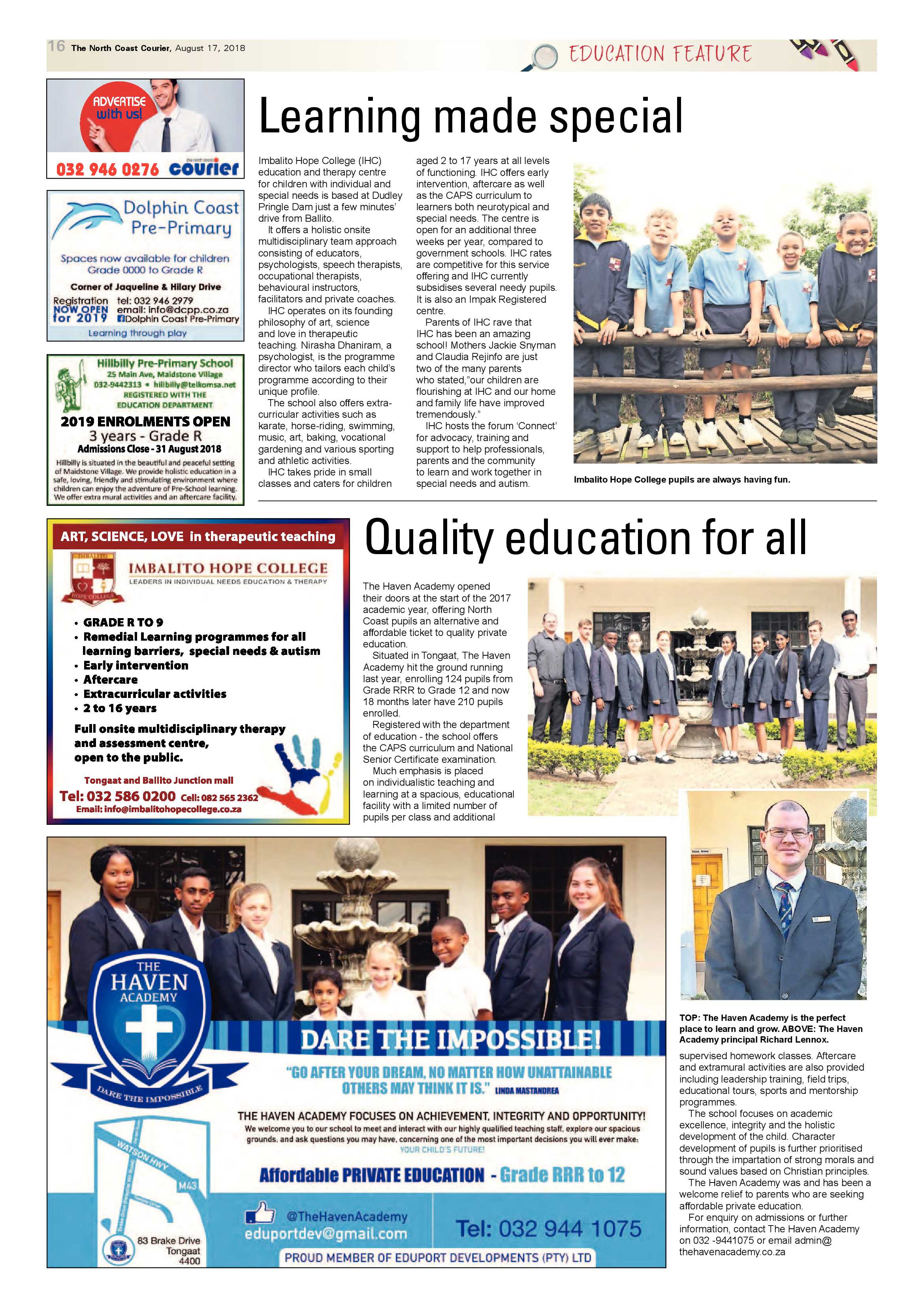 The North Coast Courier – 17 August 2018 page 16