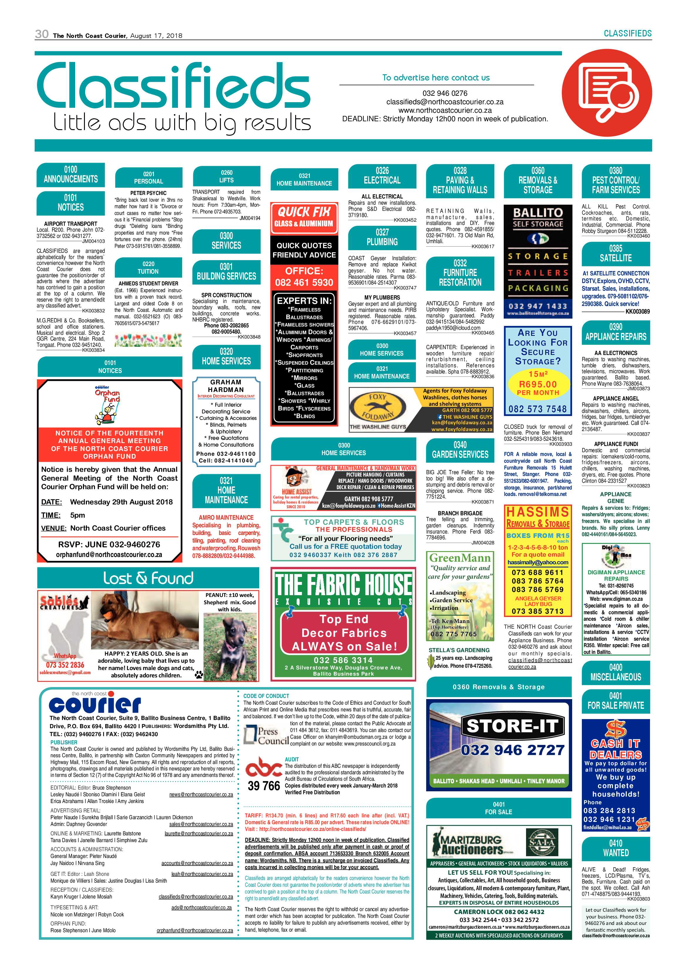 The North Coast Courier – 17 August 2018 page 30