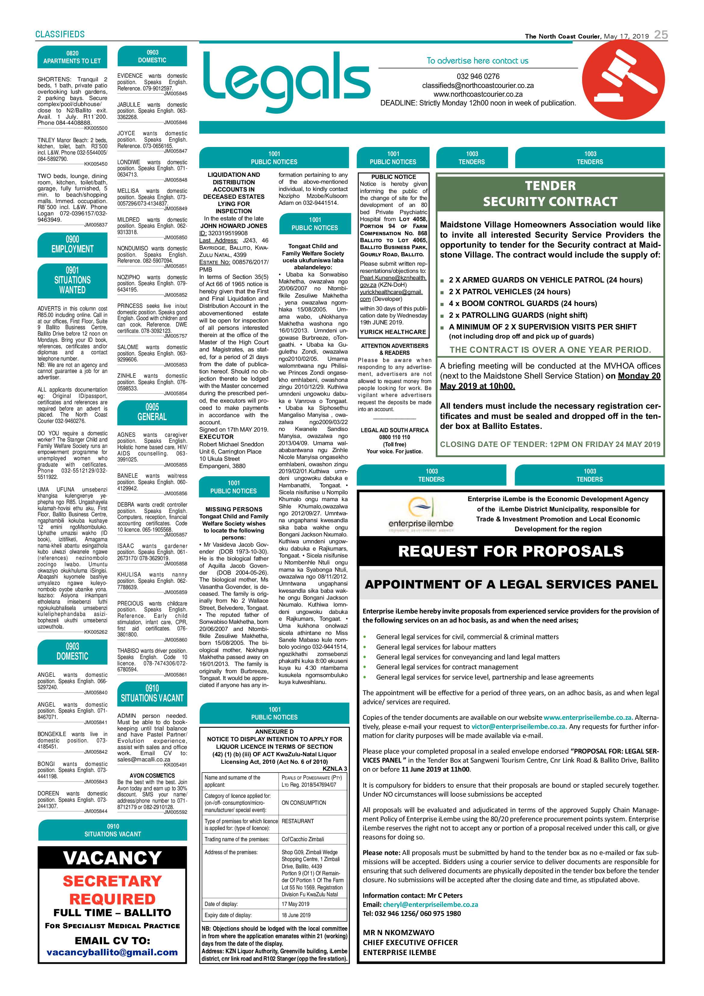 The North Coast Courier- 17 May 2019 page 25