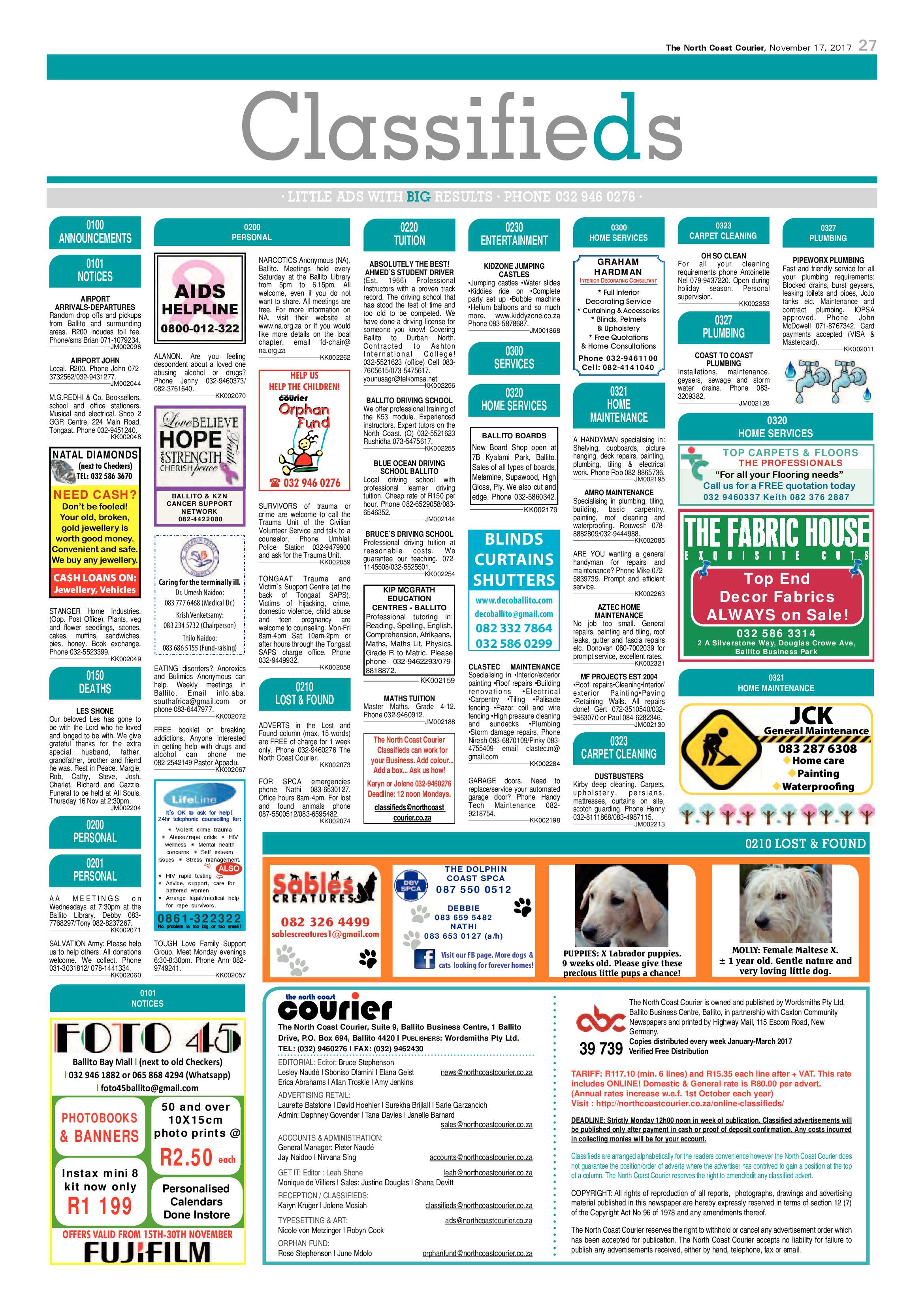 The North Coast Courier – 17 November 2017 page 27