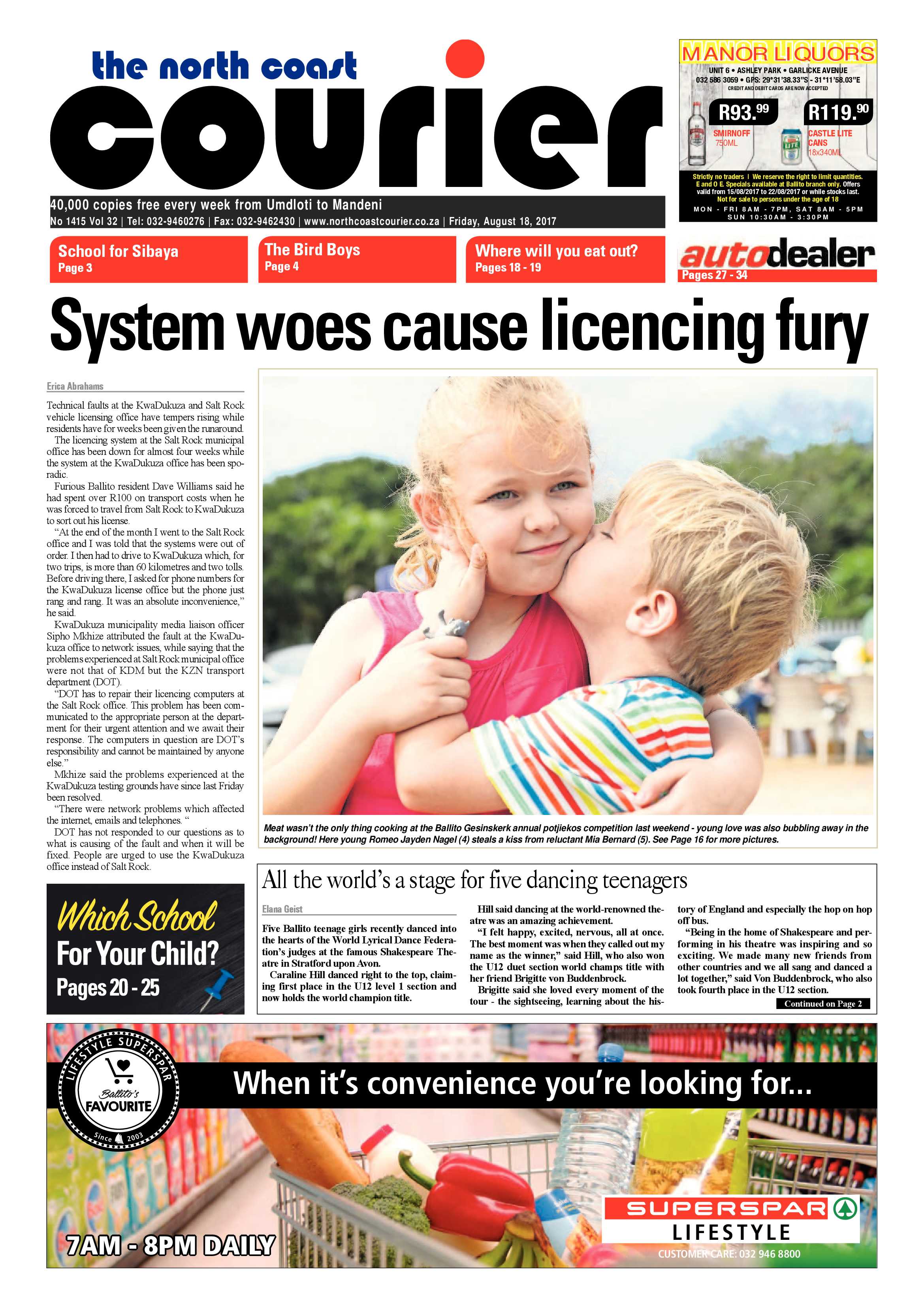 The North Coast Courier – 18 August 2017 page 1