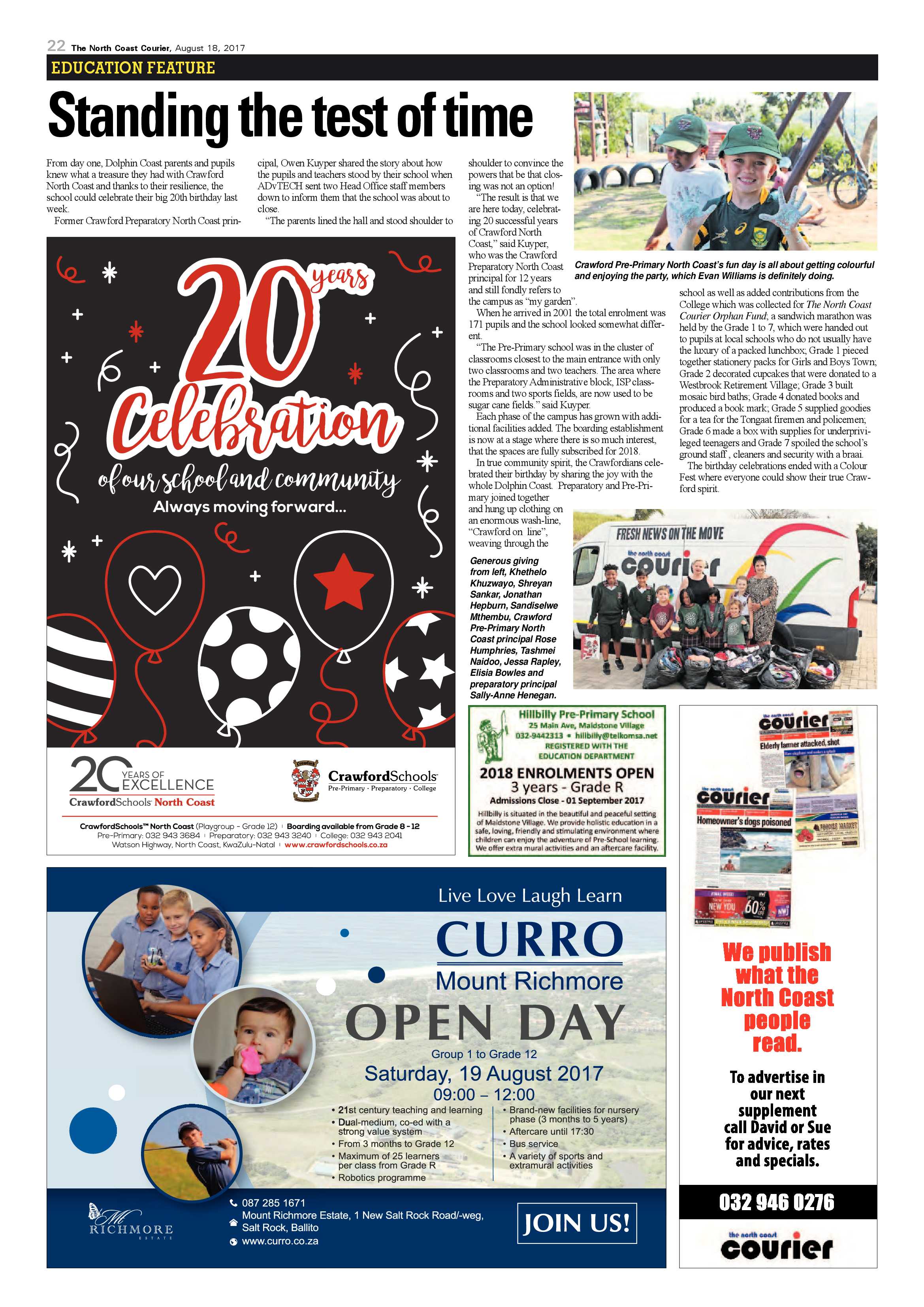The North Coast Courier – 18 August 2017 page 22