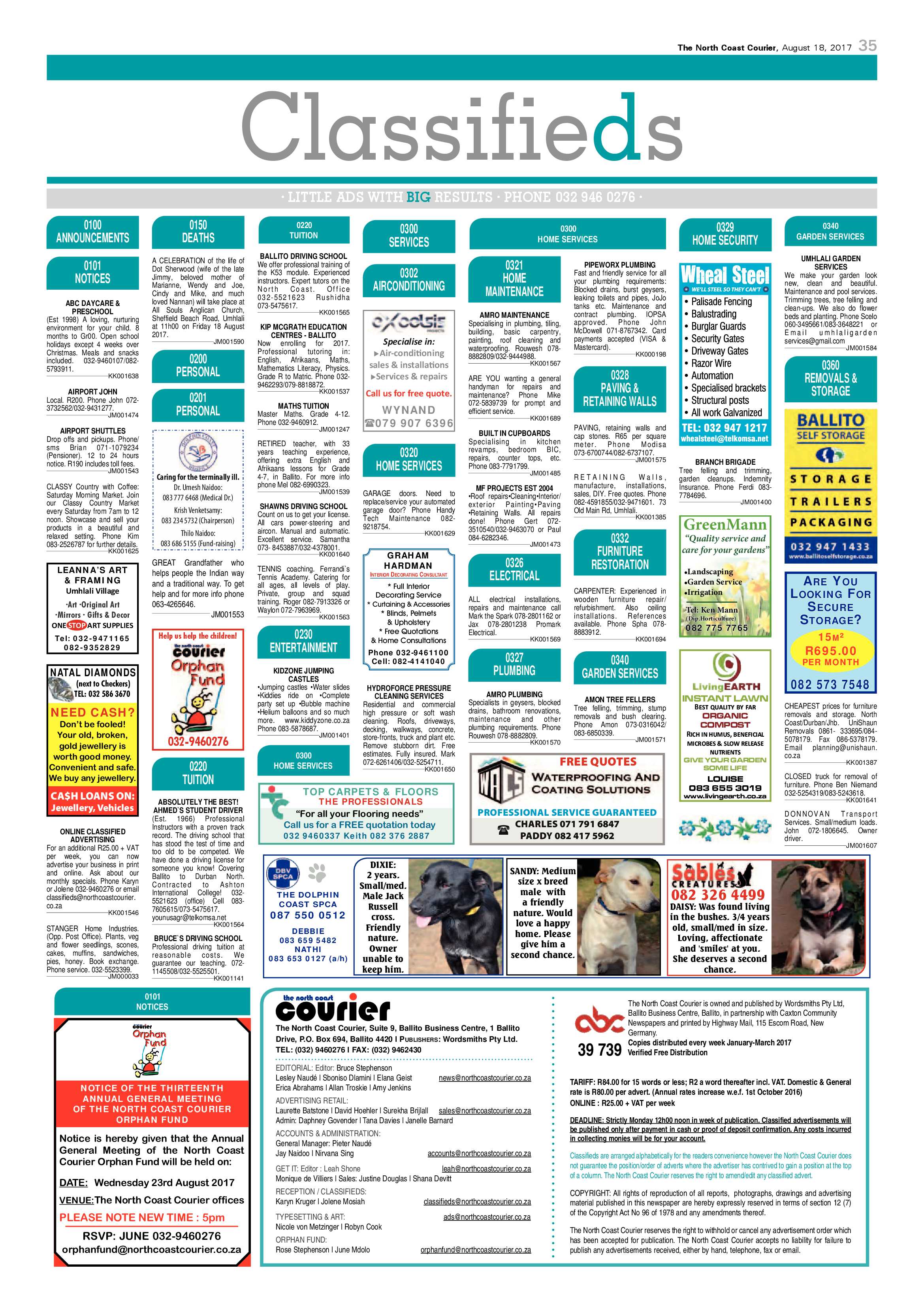 The North Coast Courier – 18 August 2017 page 35