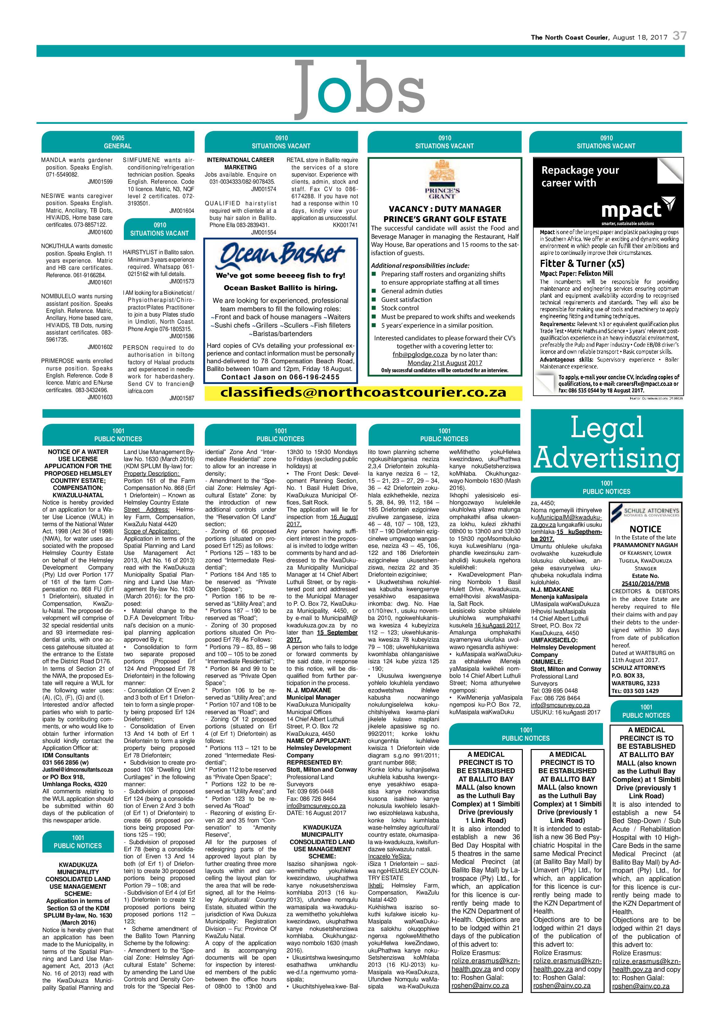 The North Coast Courier – 18 August 2017 page 37