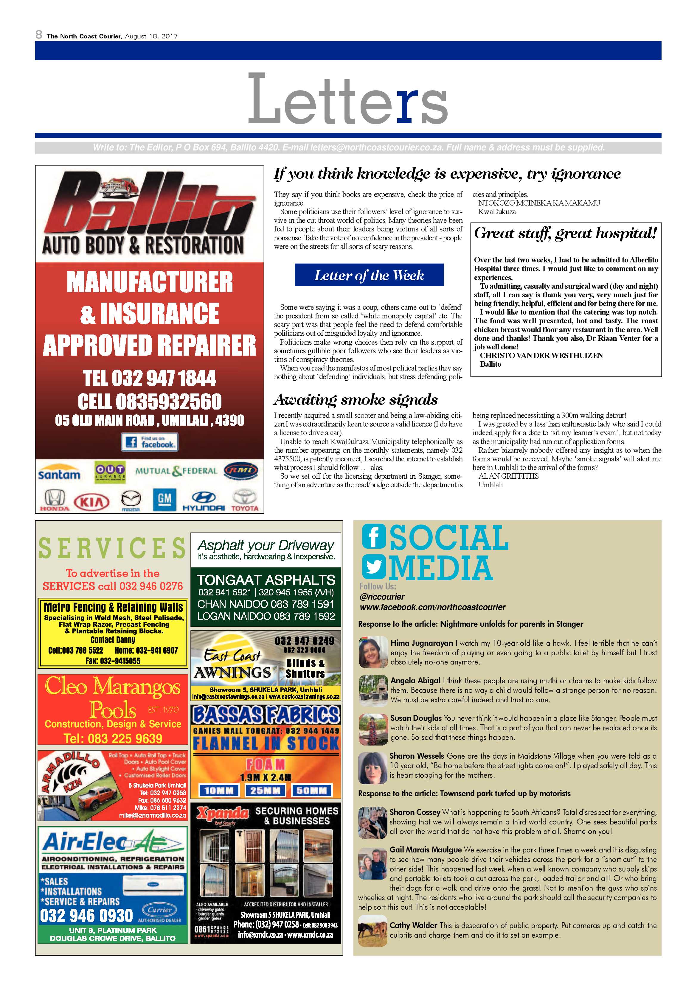 The North Coast Courier – 18 August 2017 page 8
