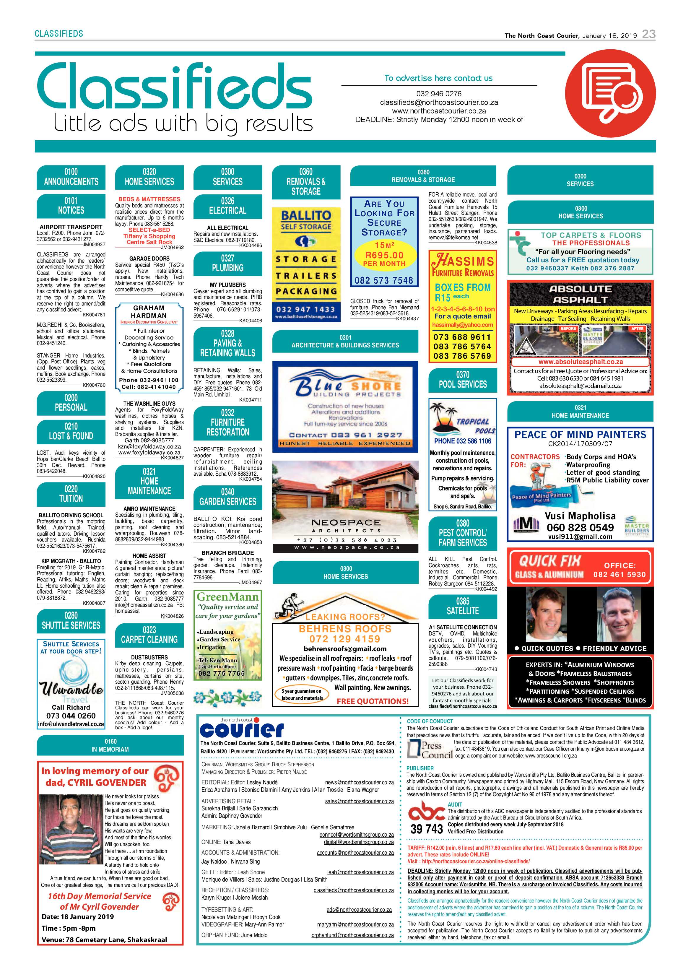 The North Coast Courier – 18 January 2019 page 23