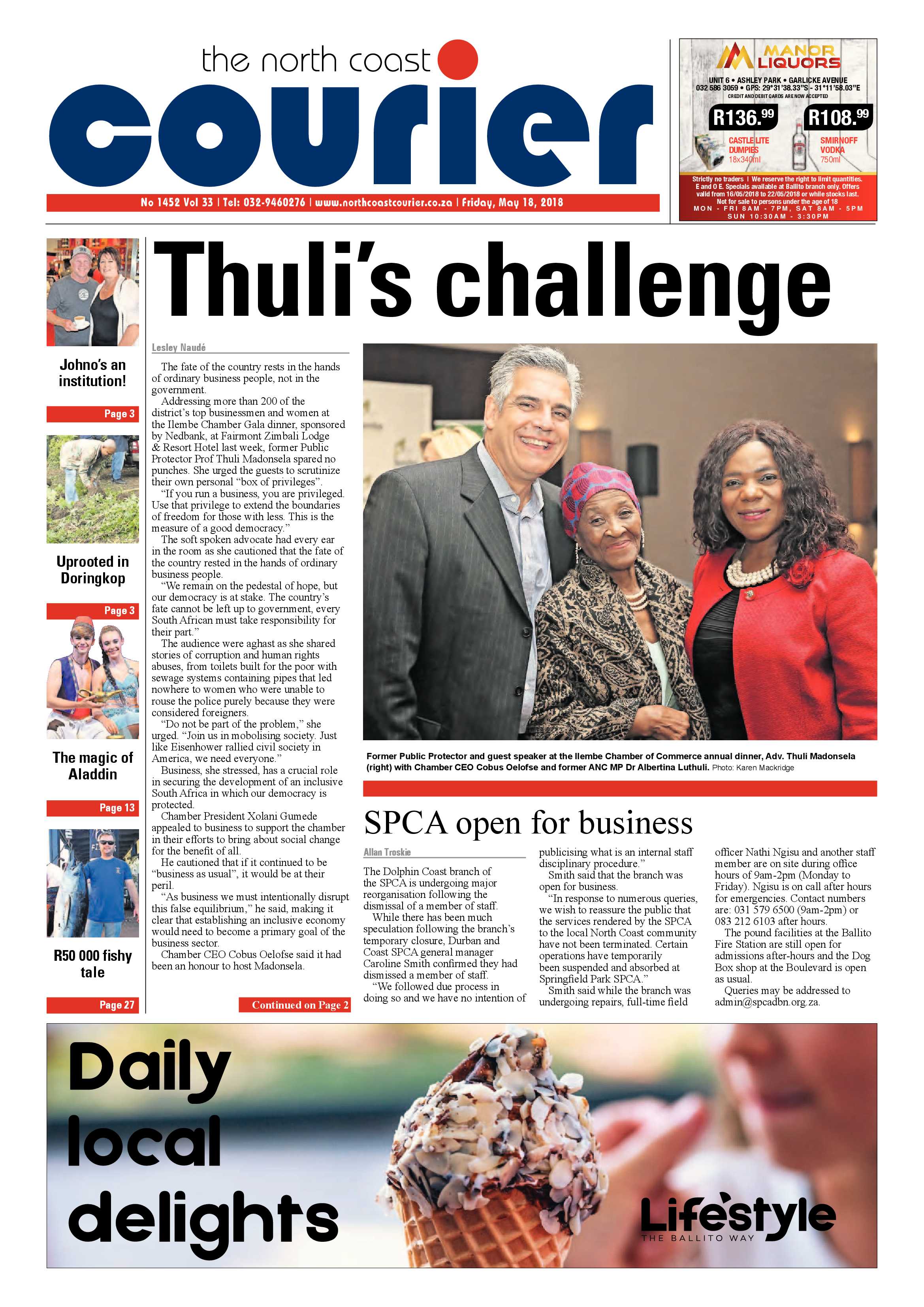 The North Coast Courier – 18 May 2018 page 1