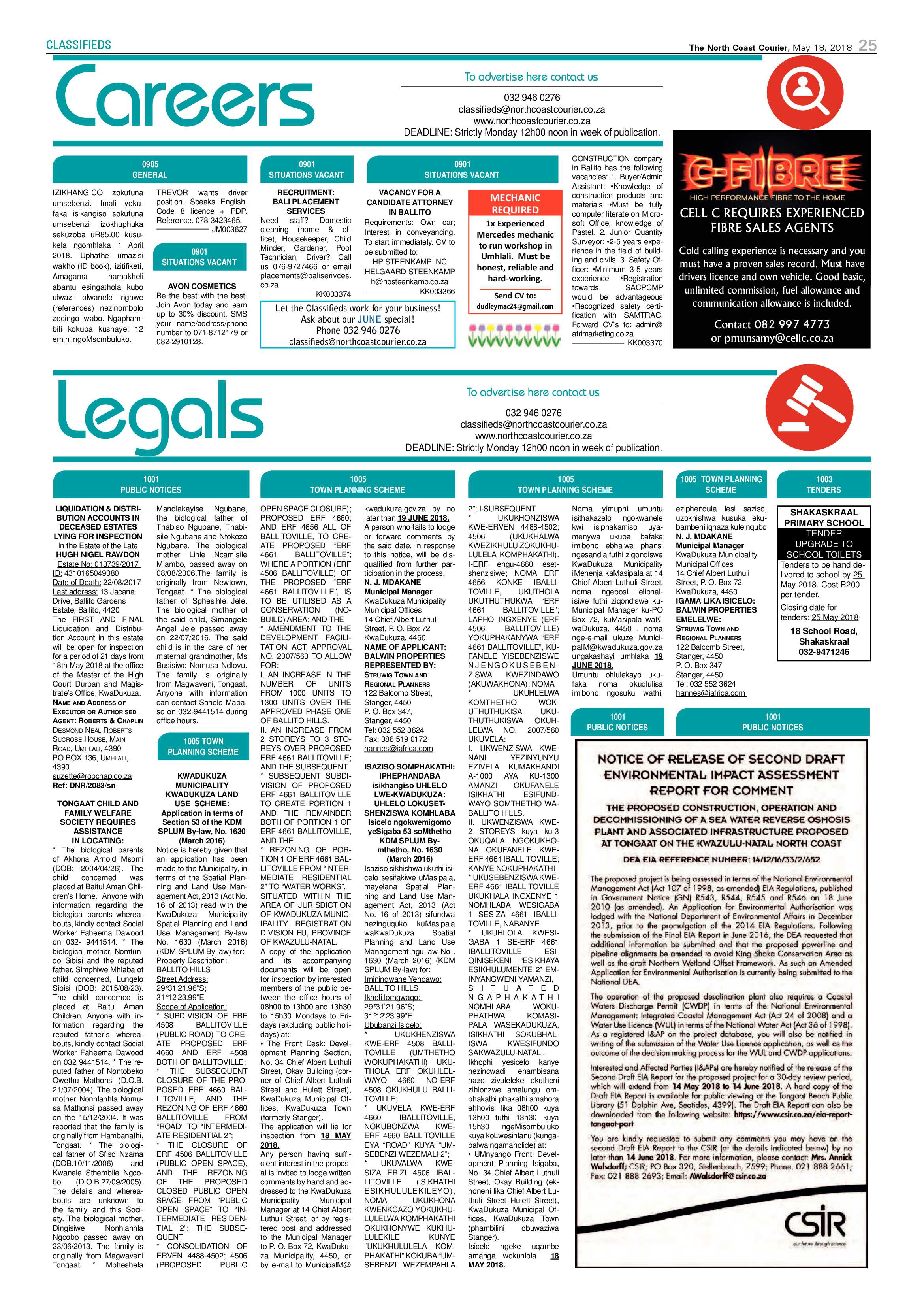 The North Coast Courier – 18 May 2018 page 25