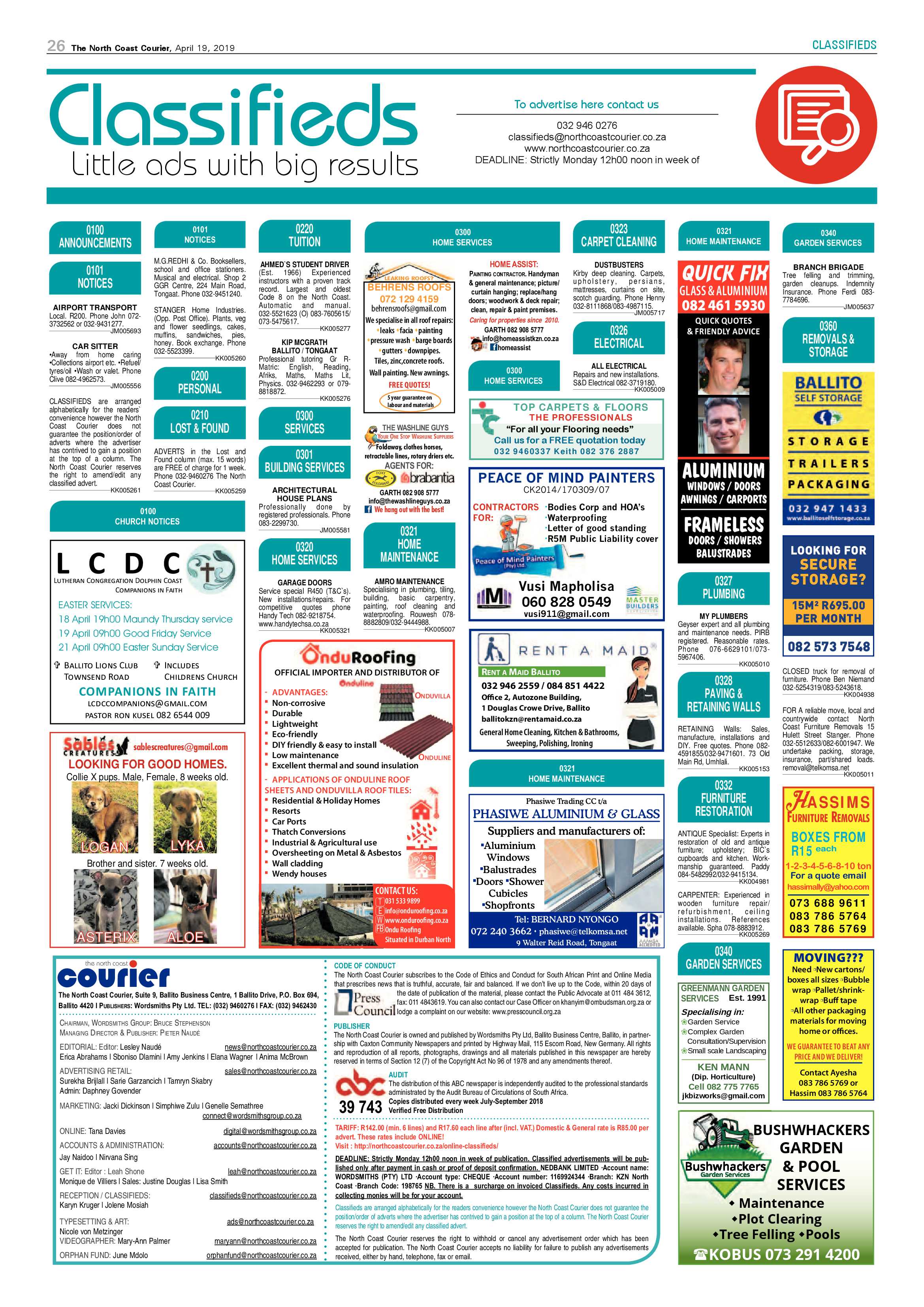 The North Coast Courier – 19 April 2019 page 26