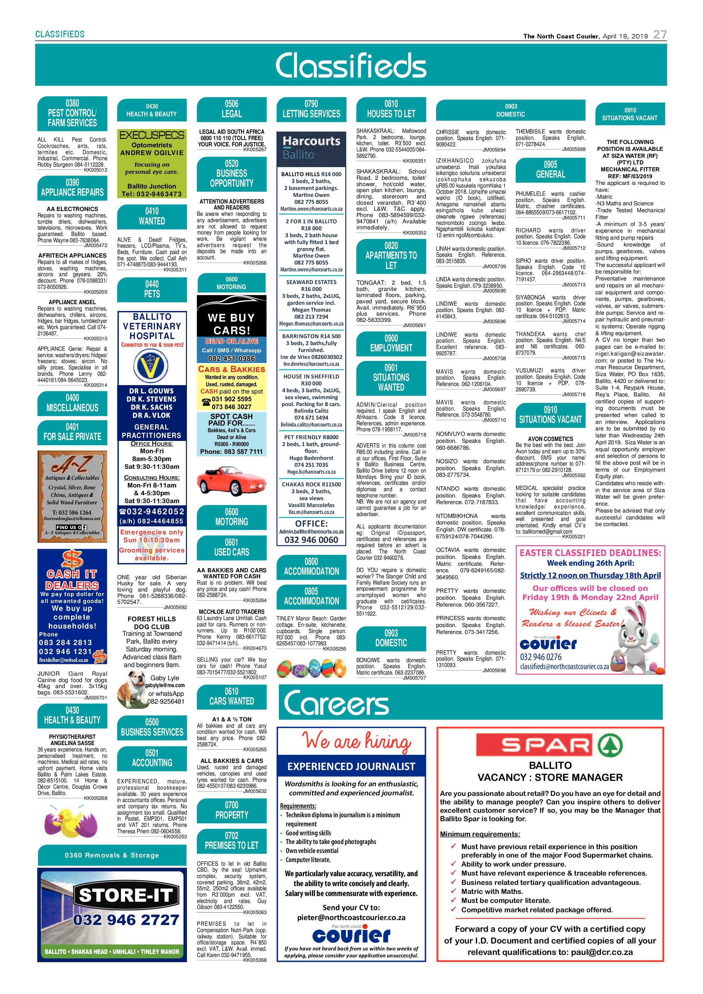 The North Coast Courier – 19 April 2019 page 27