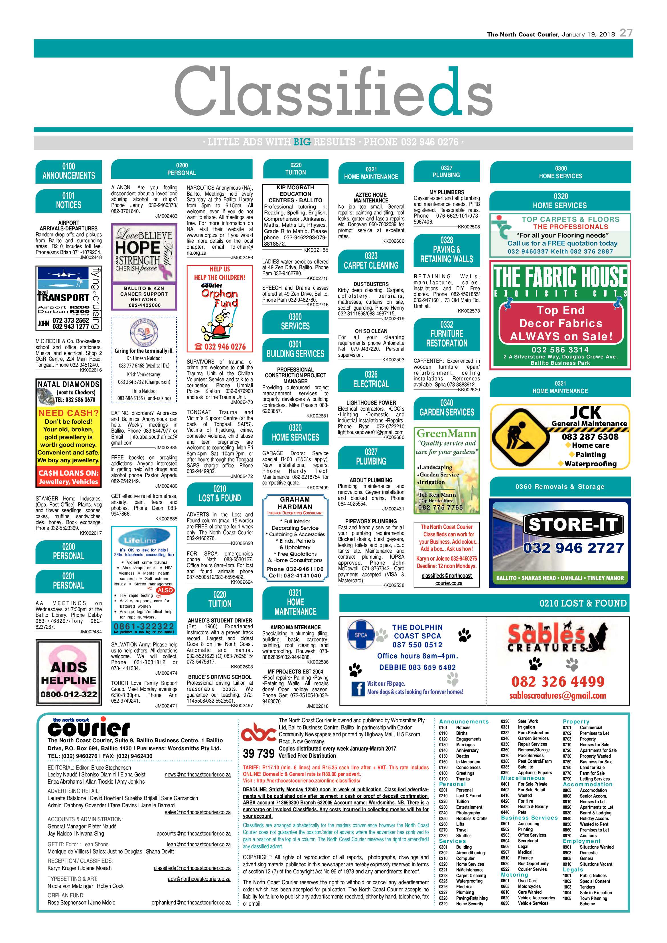 The North Coast Courier – 19 January 2018 page 27