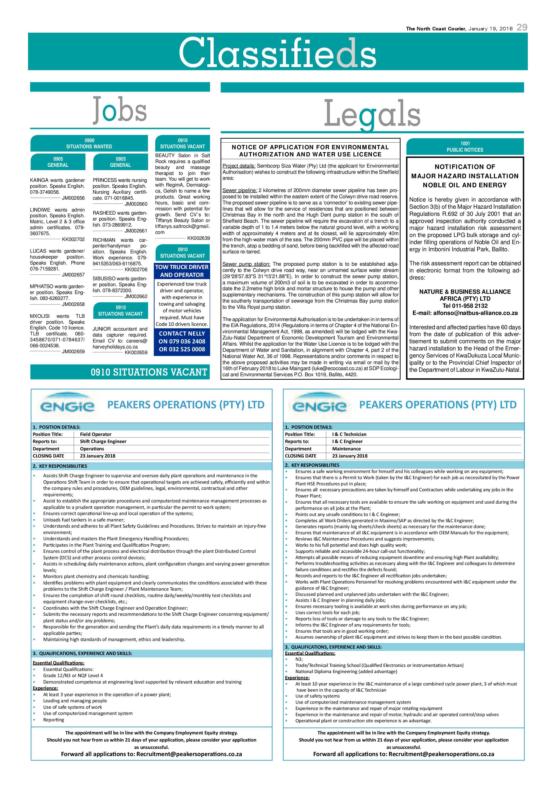 The North Coast Courier – 19 January 2018 page 29