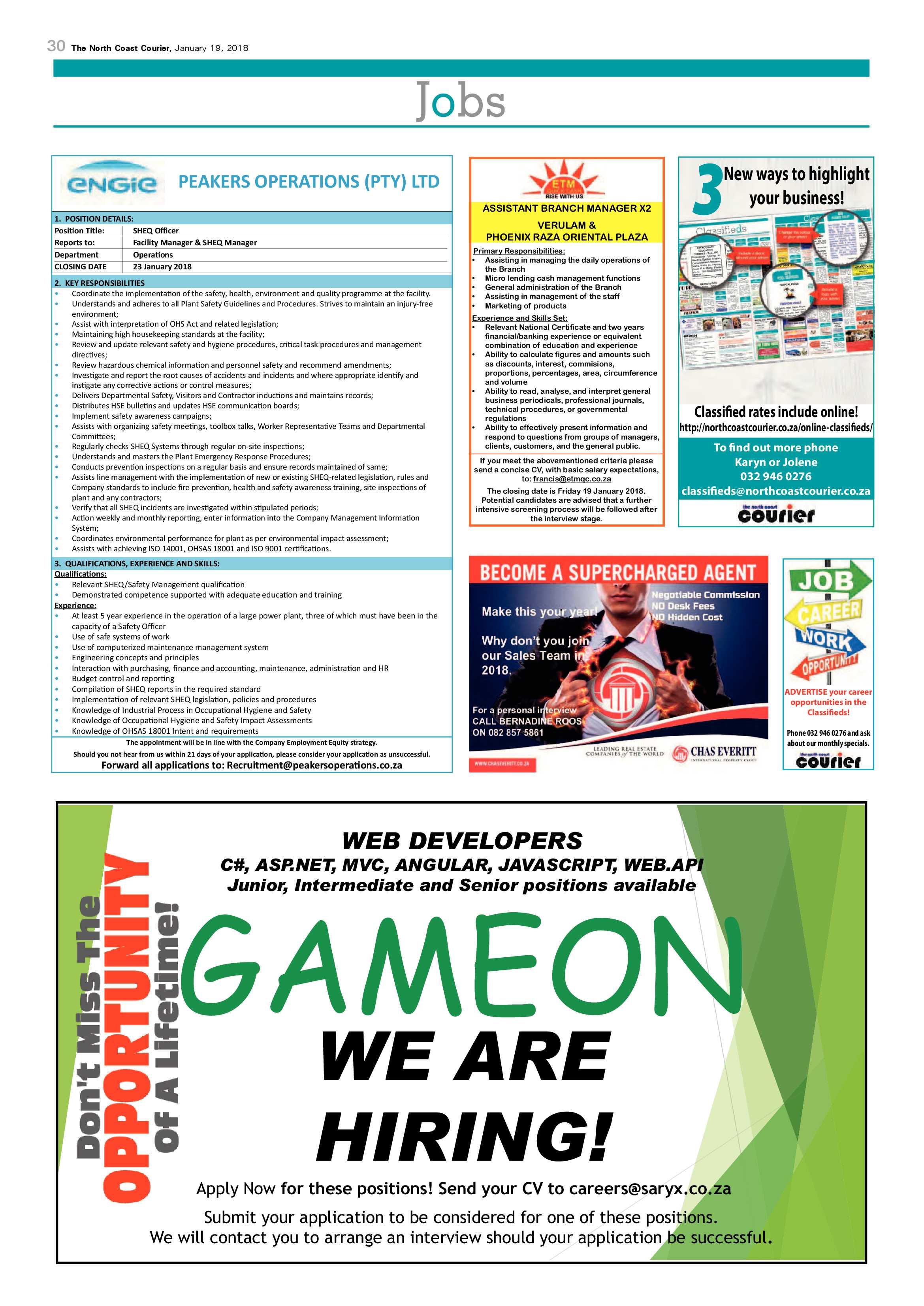 The North Coast Courier – 19 January 2018 page 30