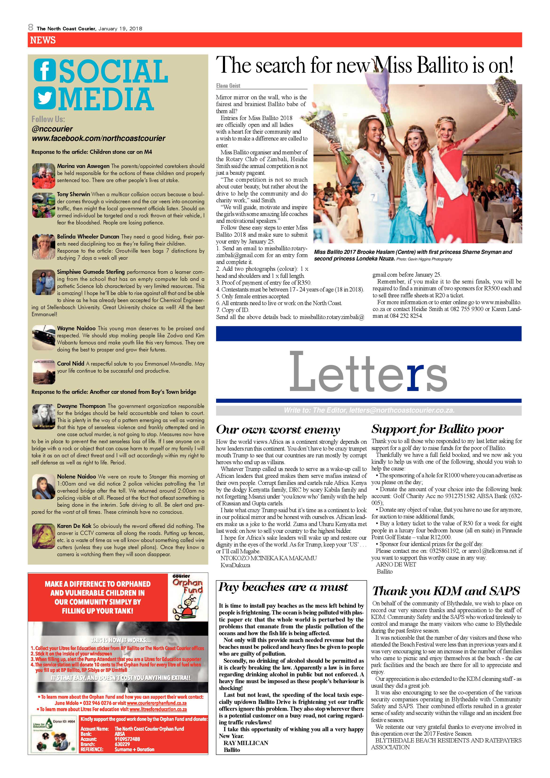 The North Coast Courier – 19 January 2018 page 8