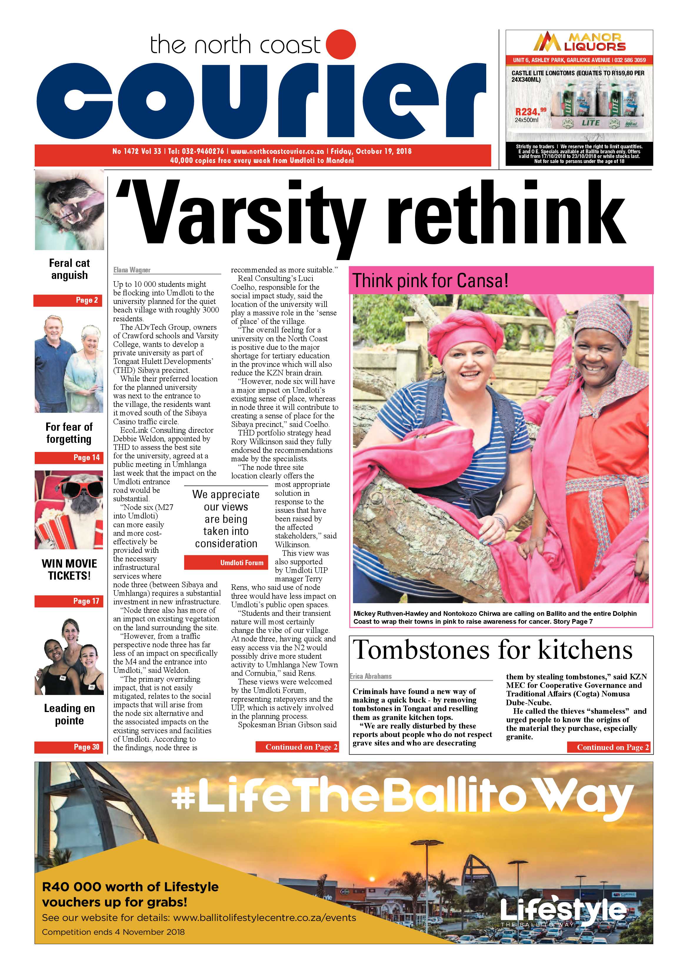 The North Coast Courier – 19 October 2018 page 1