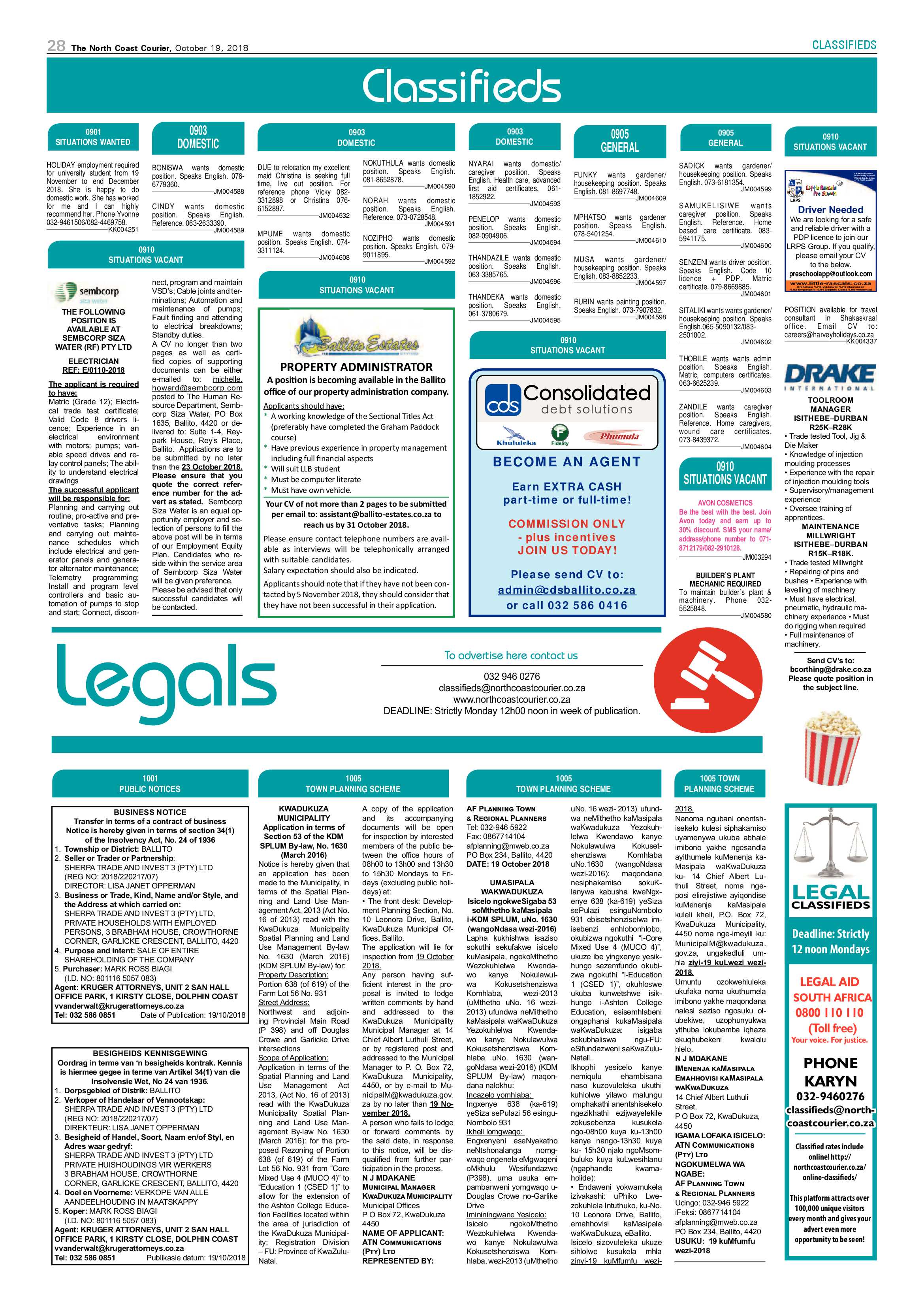 The North Coast Courier – 19 October 2018 page 28