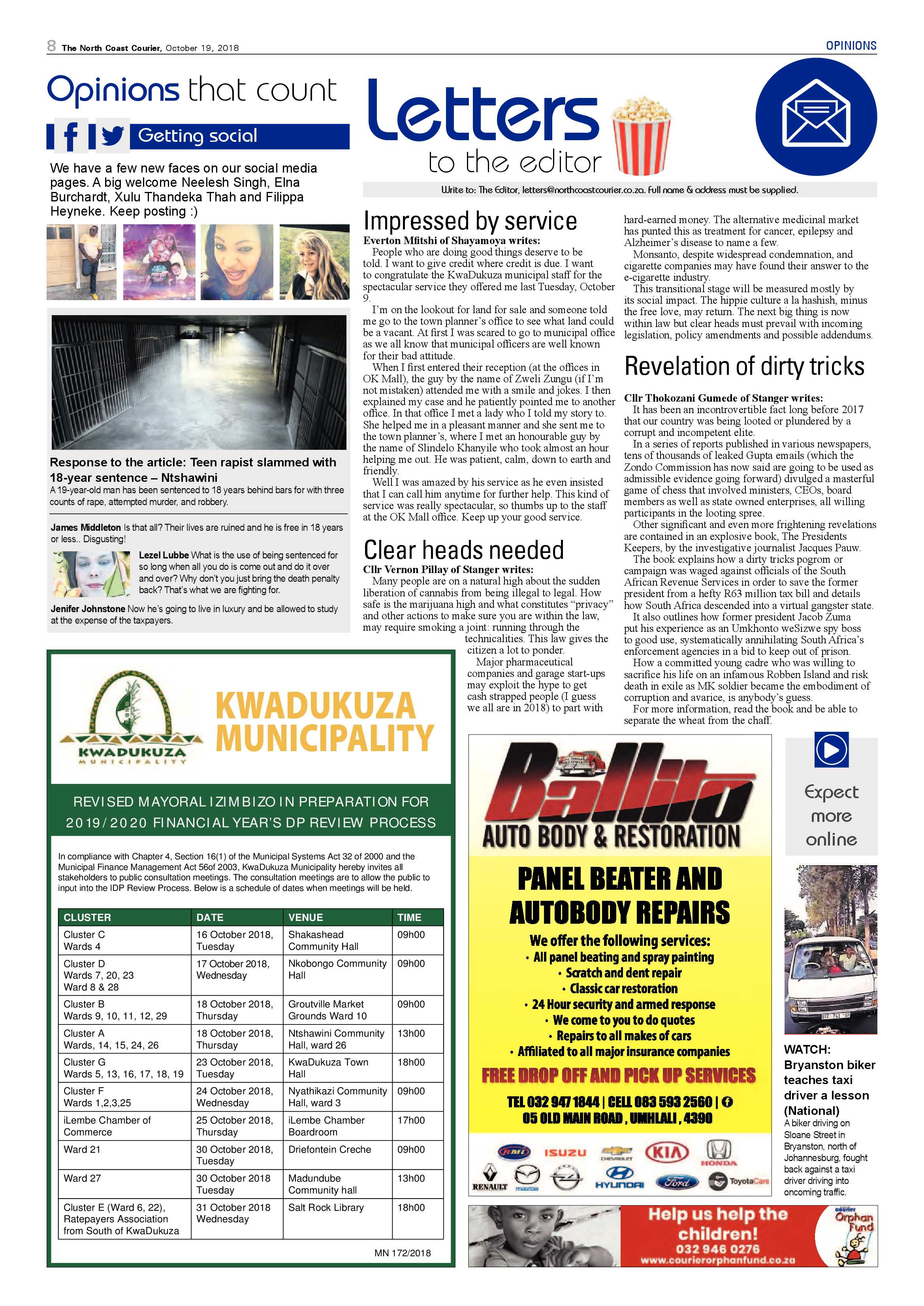 The North Coast Courier – 19 October 2018 page 8