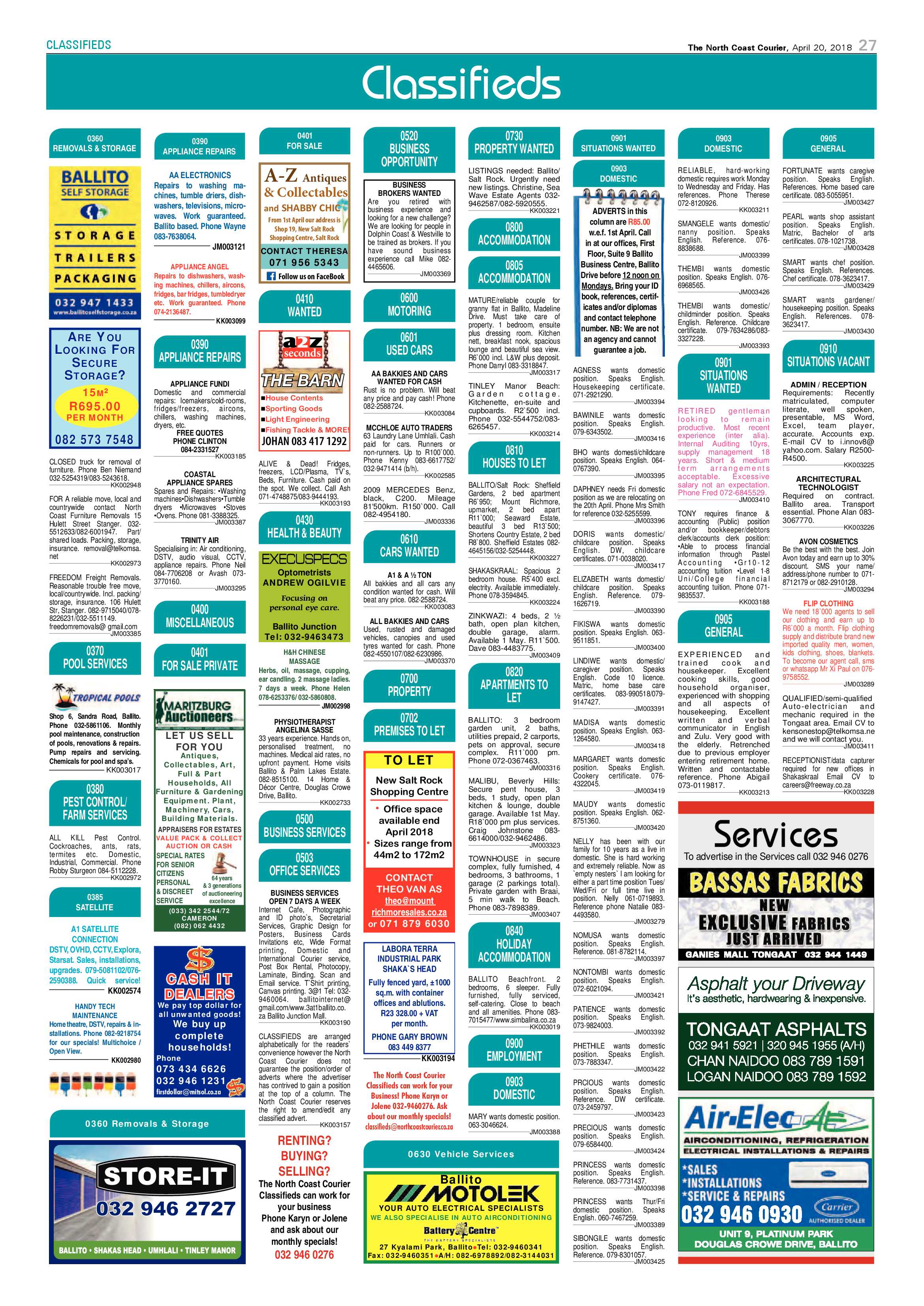 The North Coast Courier – 20 April 2018 page 27