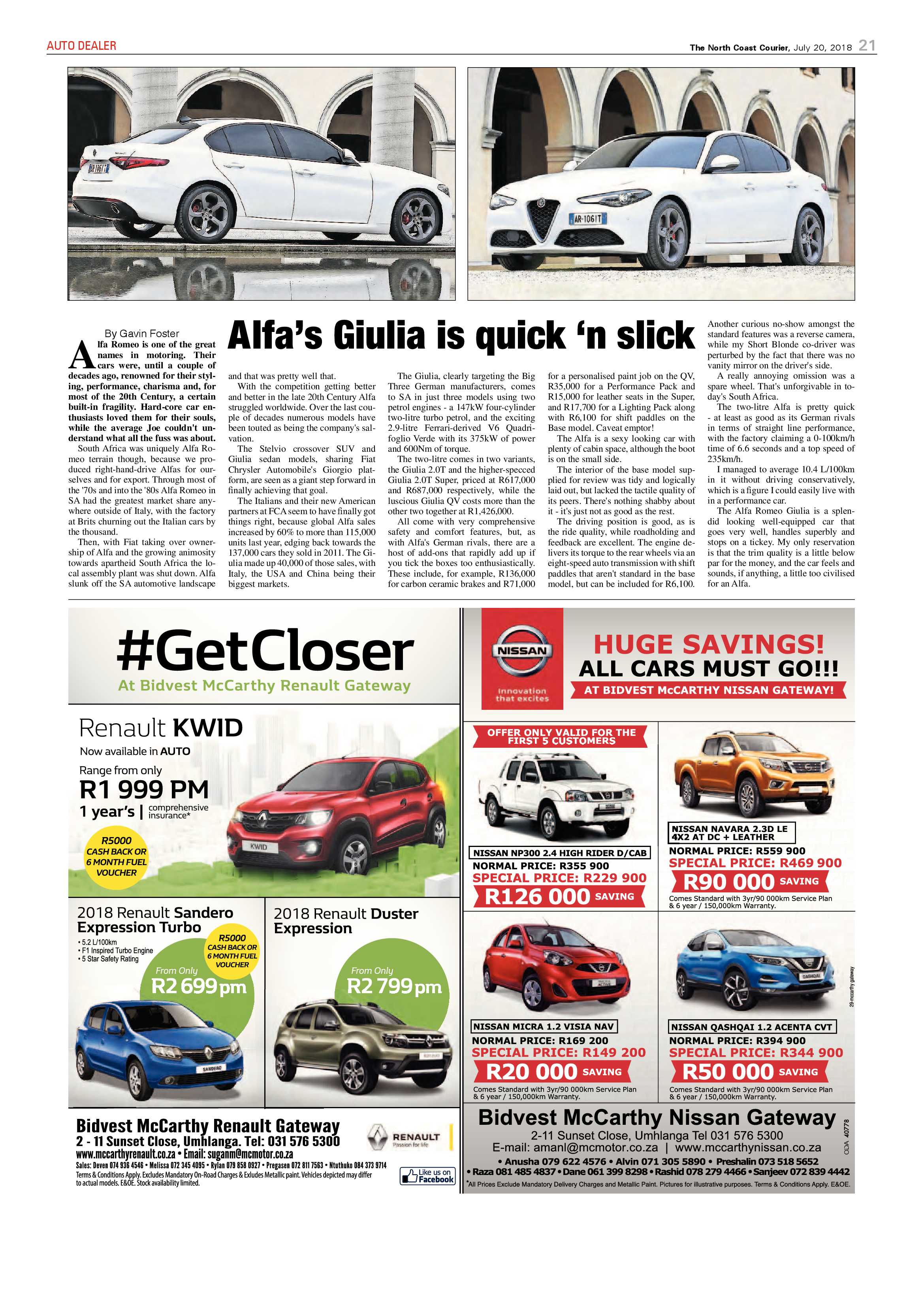 The North Coast Courier – 20 July 2018 page 21