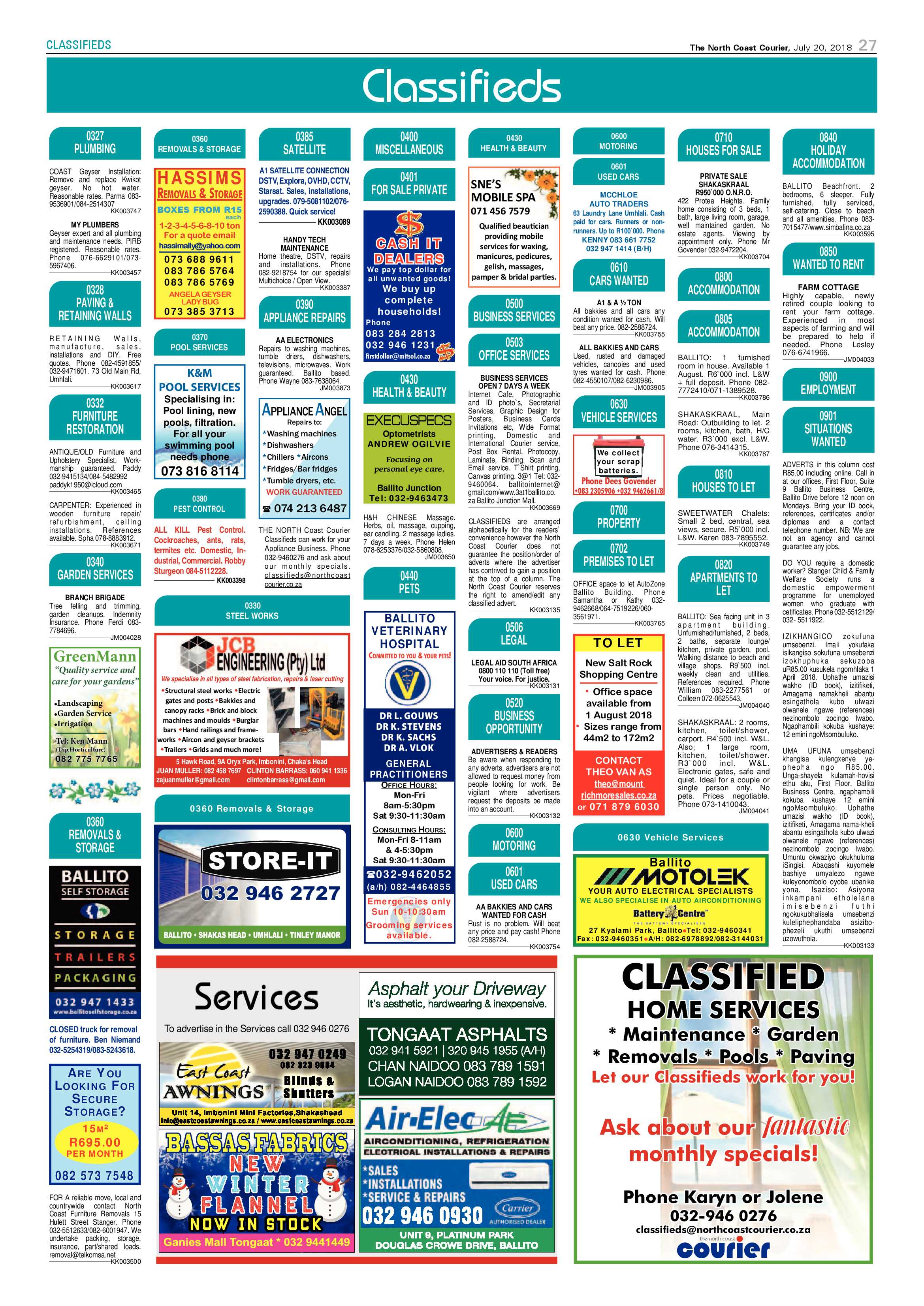 The North Coast Courier – 20 July 2018 page 27