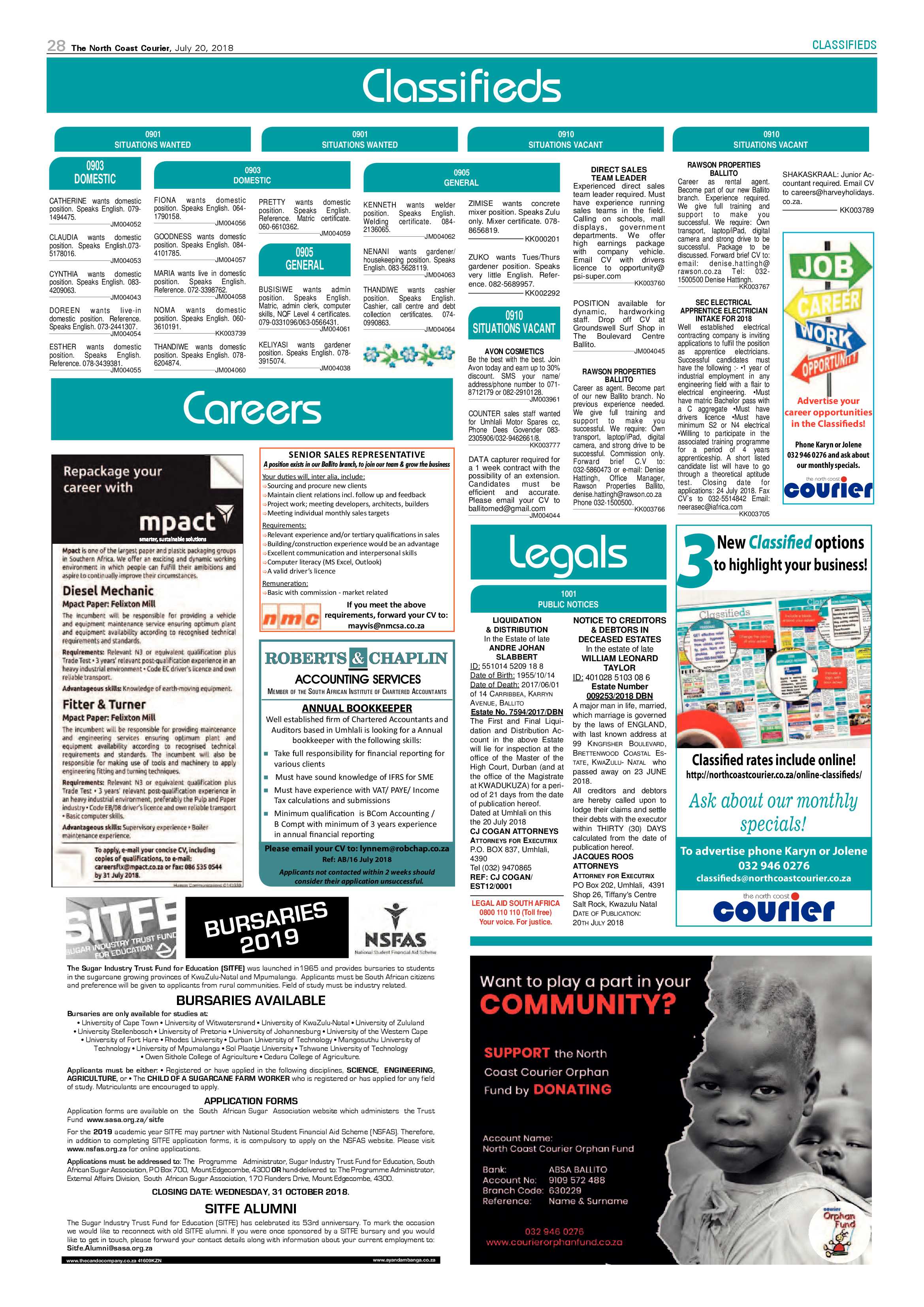 The North Coast Courier – 20 July 2018 page 28