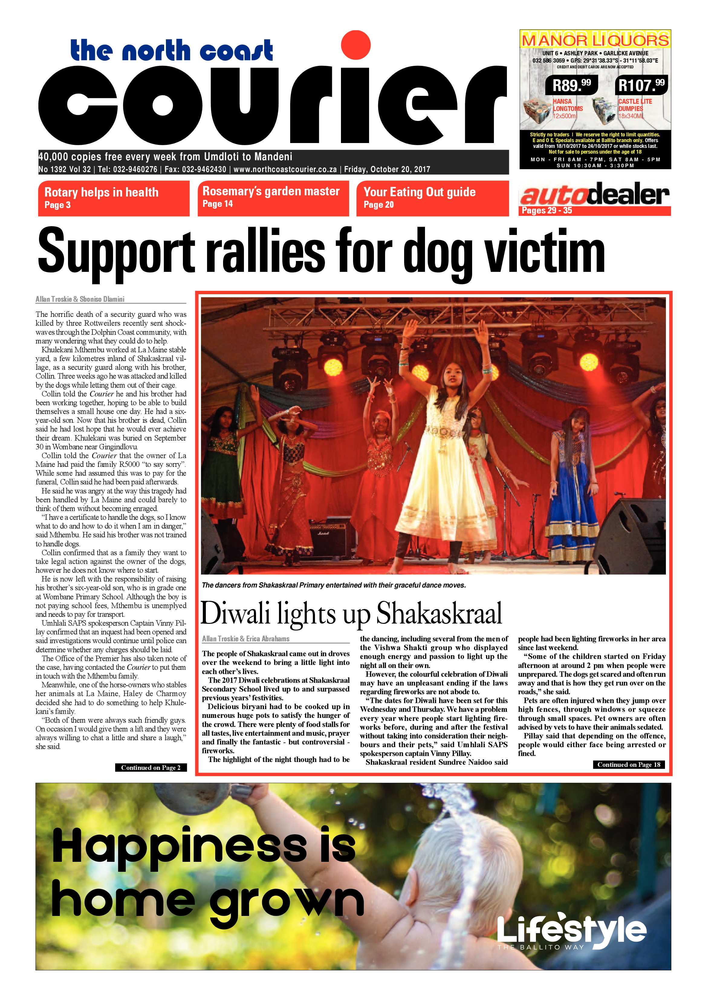 The North Coast Courier – 20 October 2017 page 1