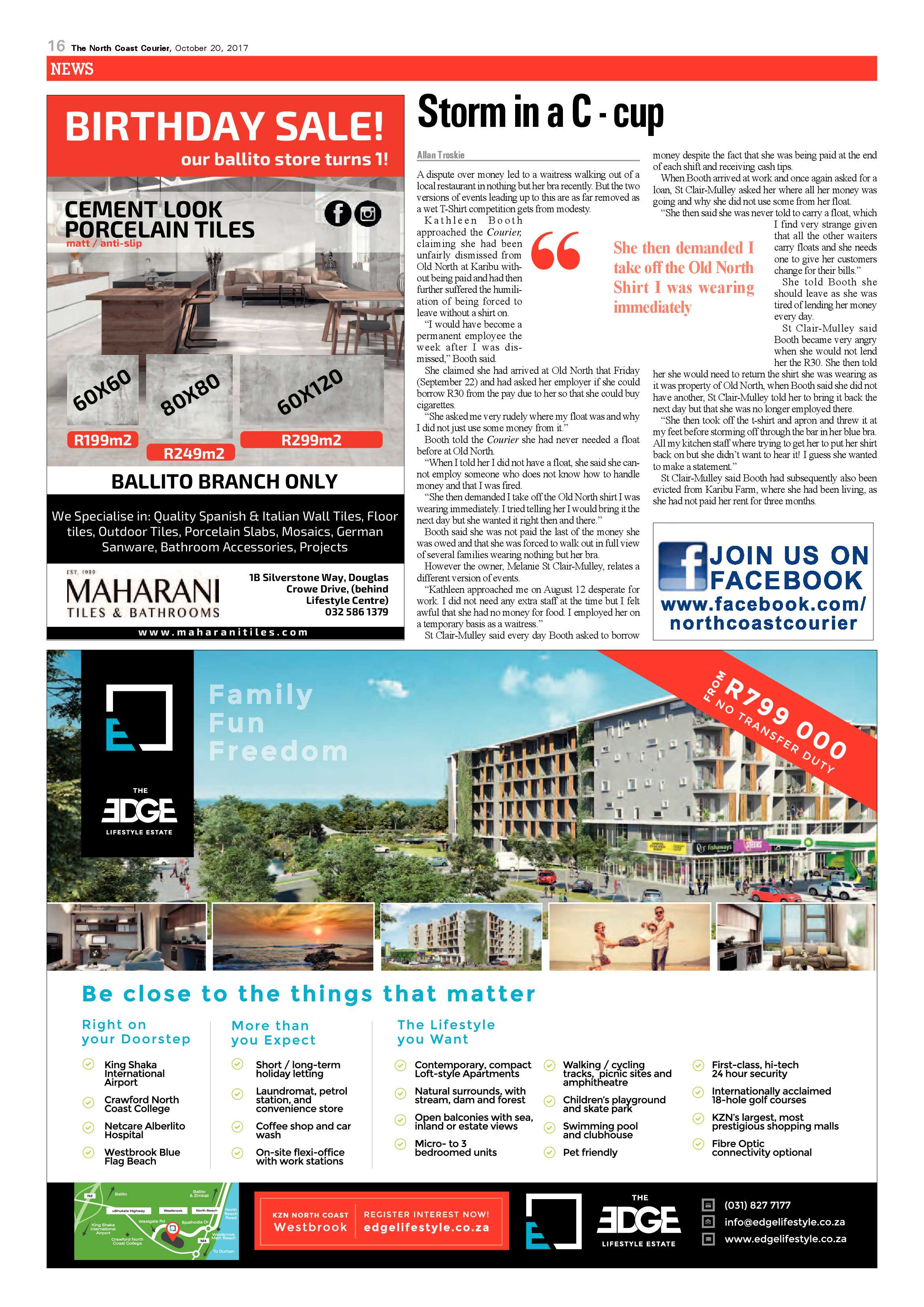 The North Coast Courier – 20 October 2017 page 16
