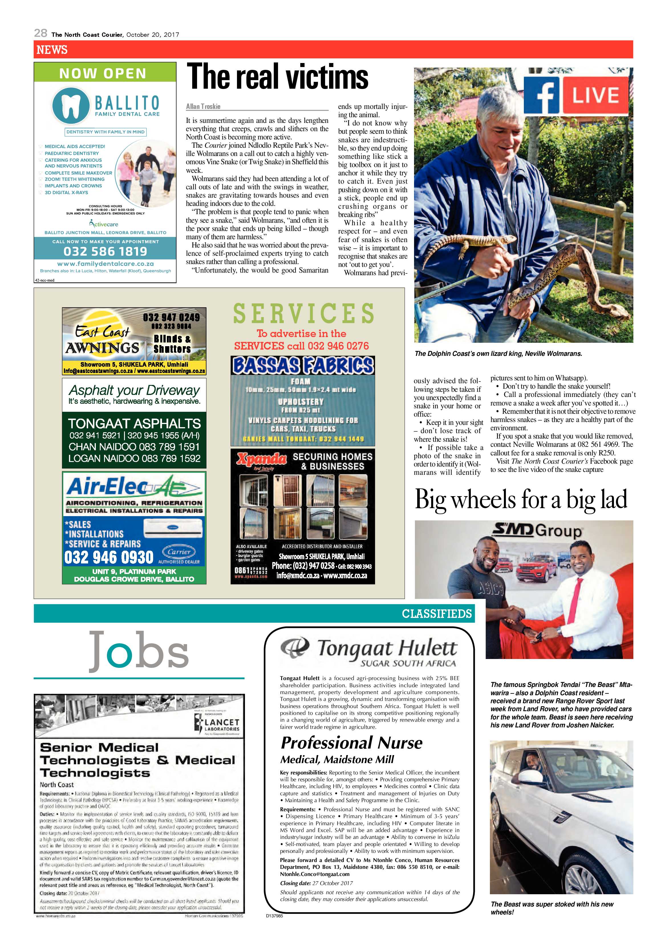 The North Coast Courier – 20 October 2017 page 28