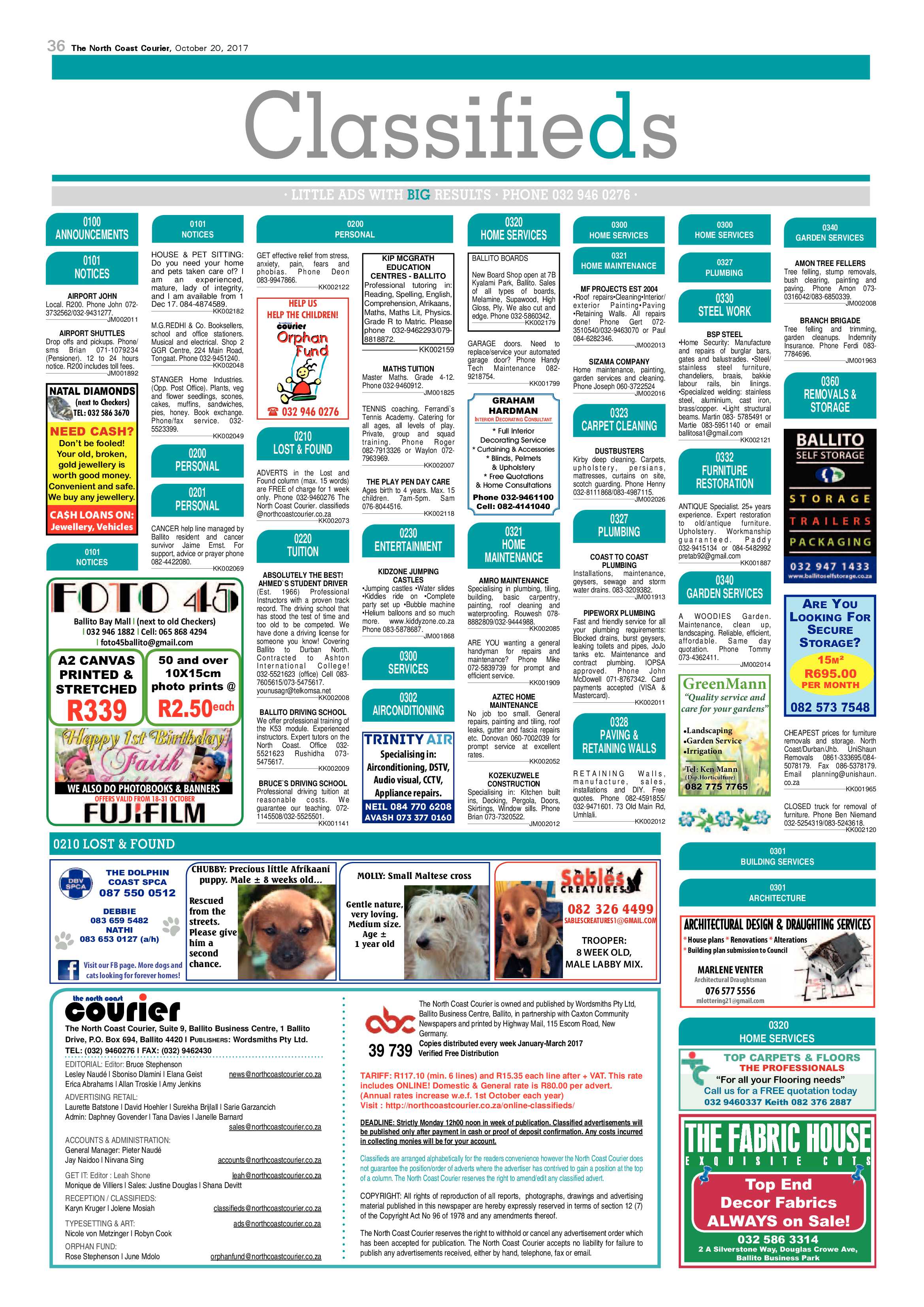 The North Coast Courier – 20 October 2017 page 36