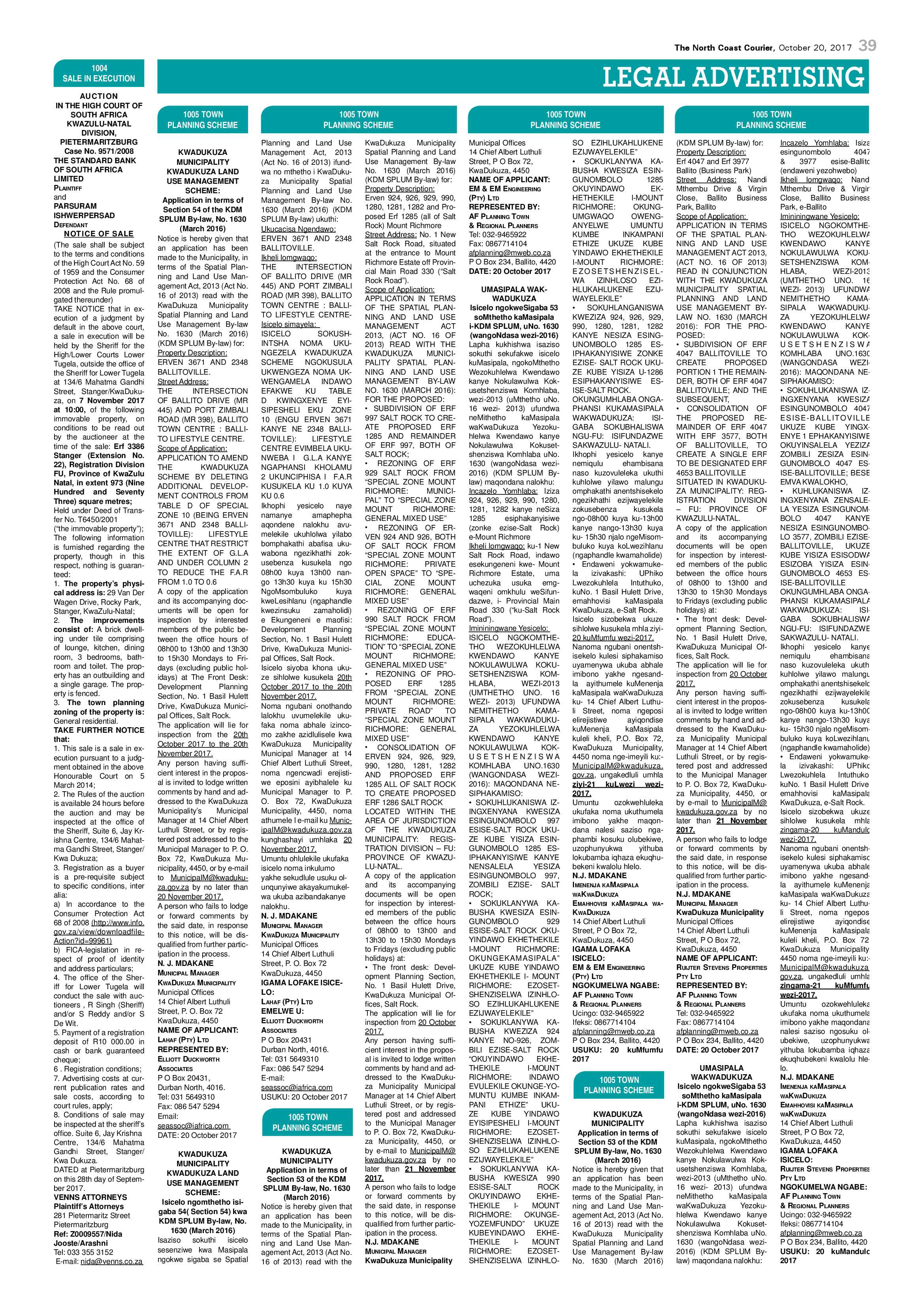 The North Coast Courier – 20 October 2017 page 39