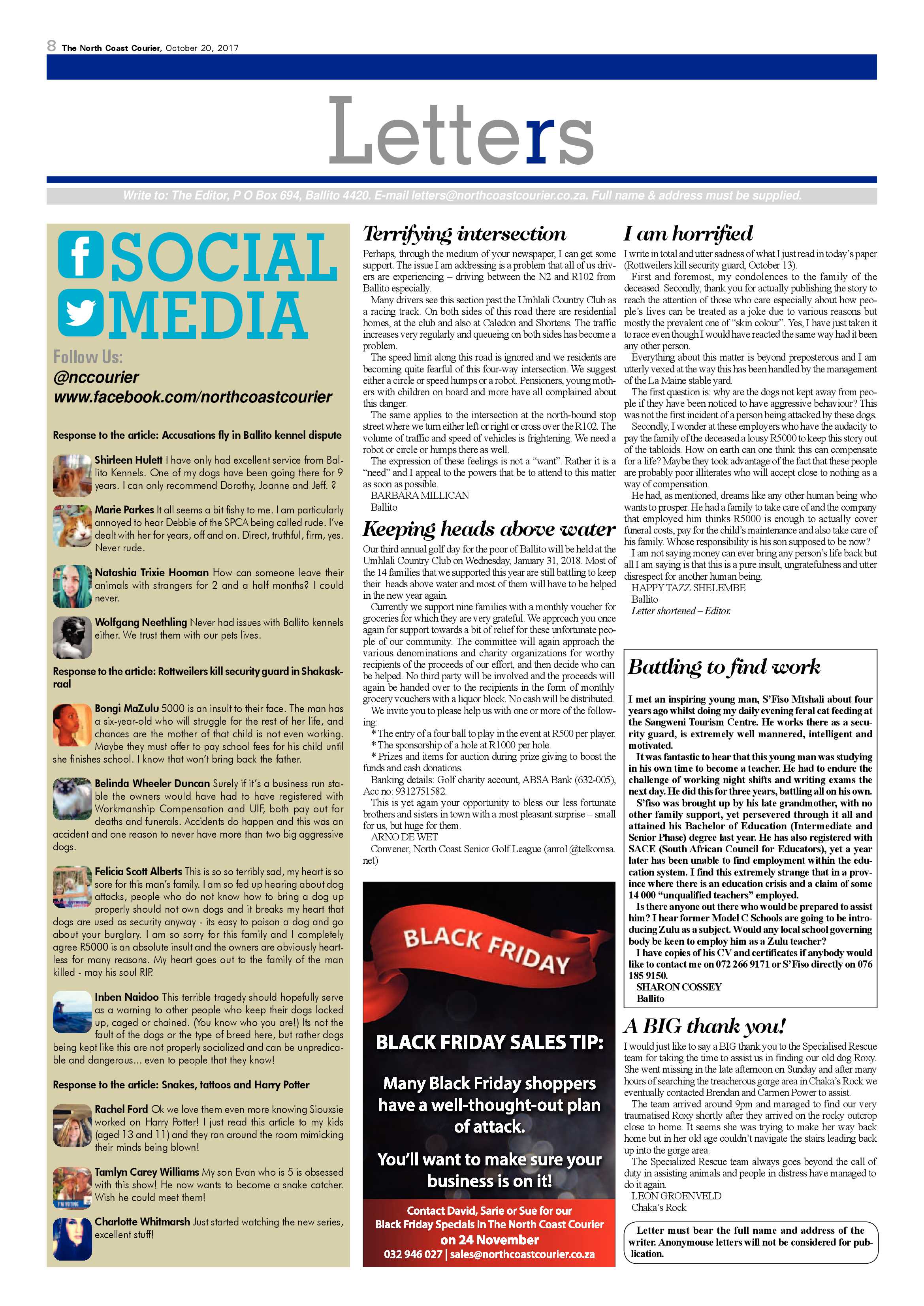 The North Coast Courier – 20 October 2017 page 8