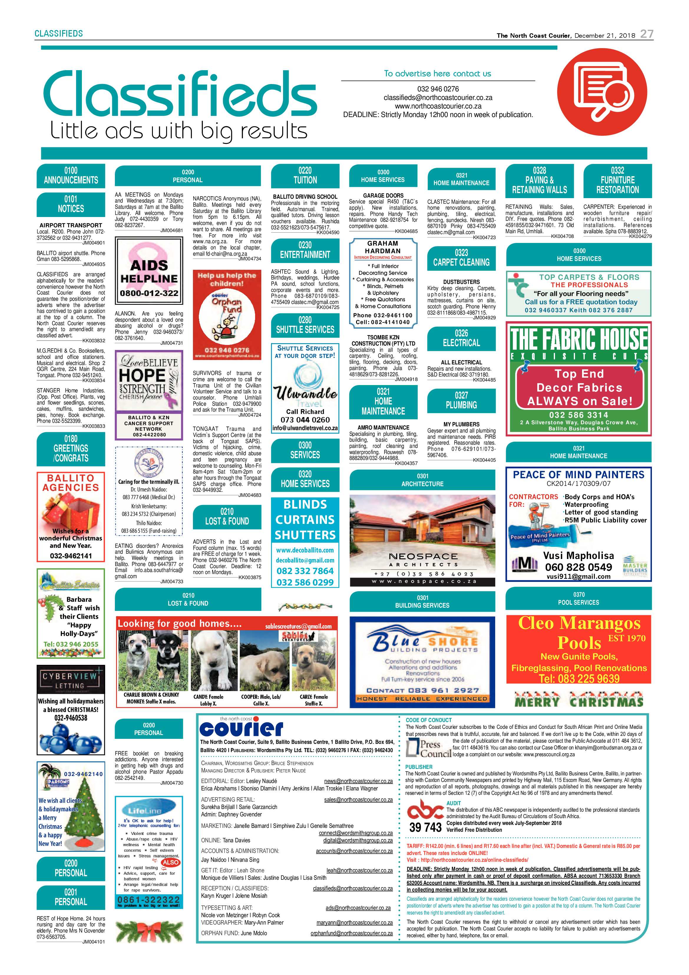 The North Coast Courier – 21 December 2018 page 27