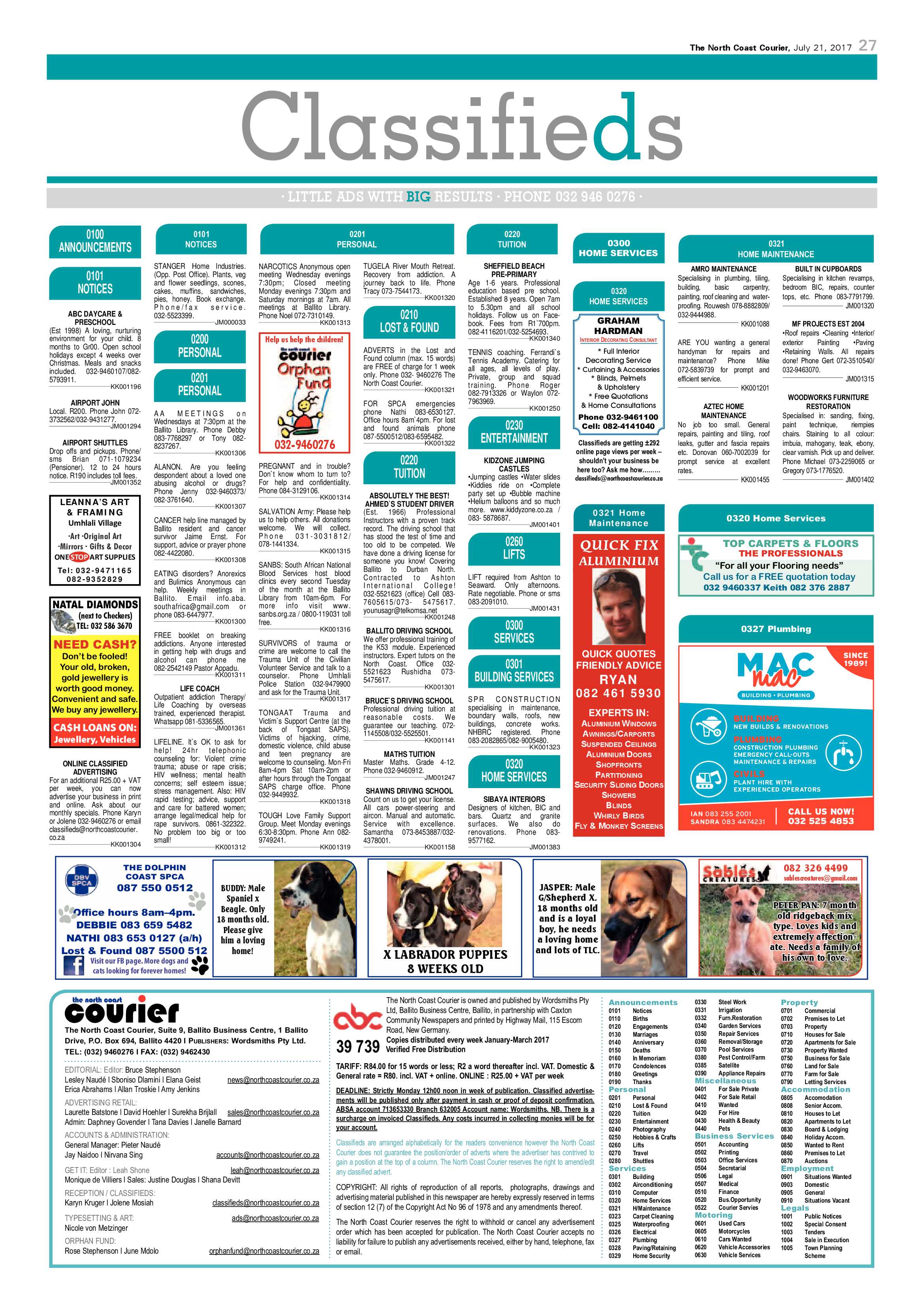 The North Coast Courier – 21 July 2017 page 27