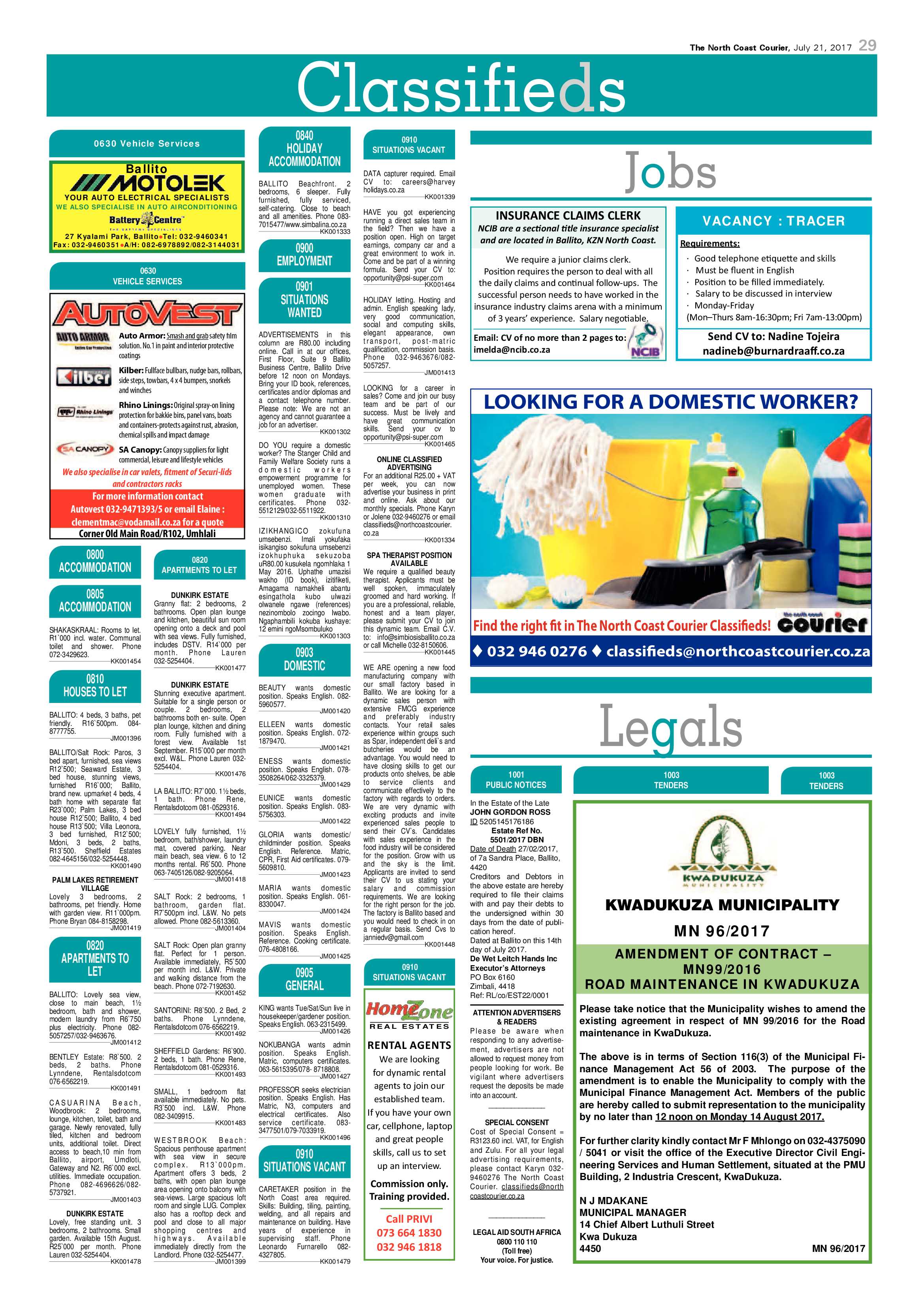 The North Coast Courier – 21 July 2017 page 29