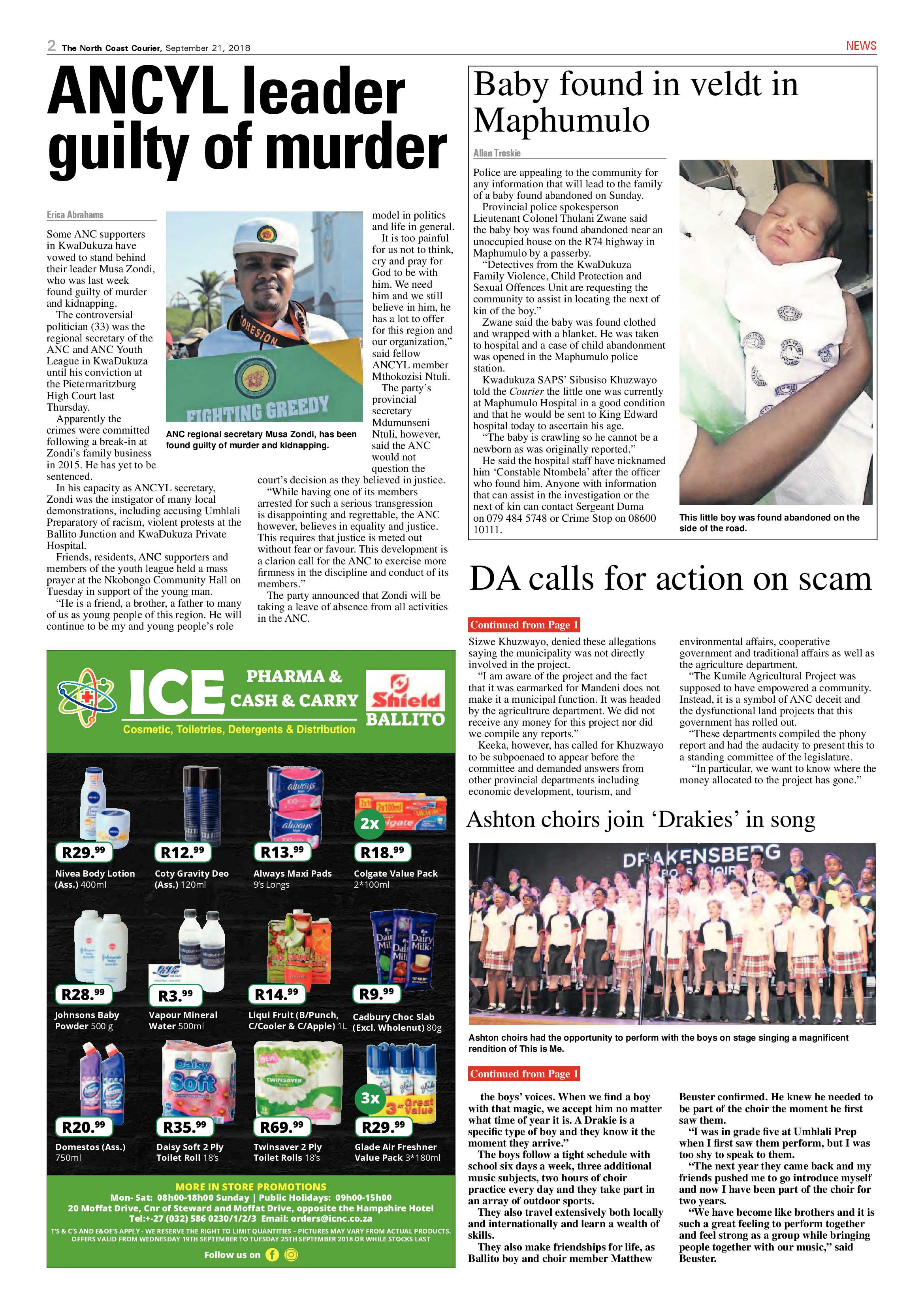 The North Coast Courier – 21 September 2018 page 2