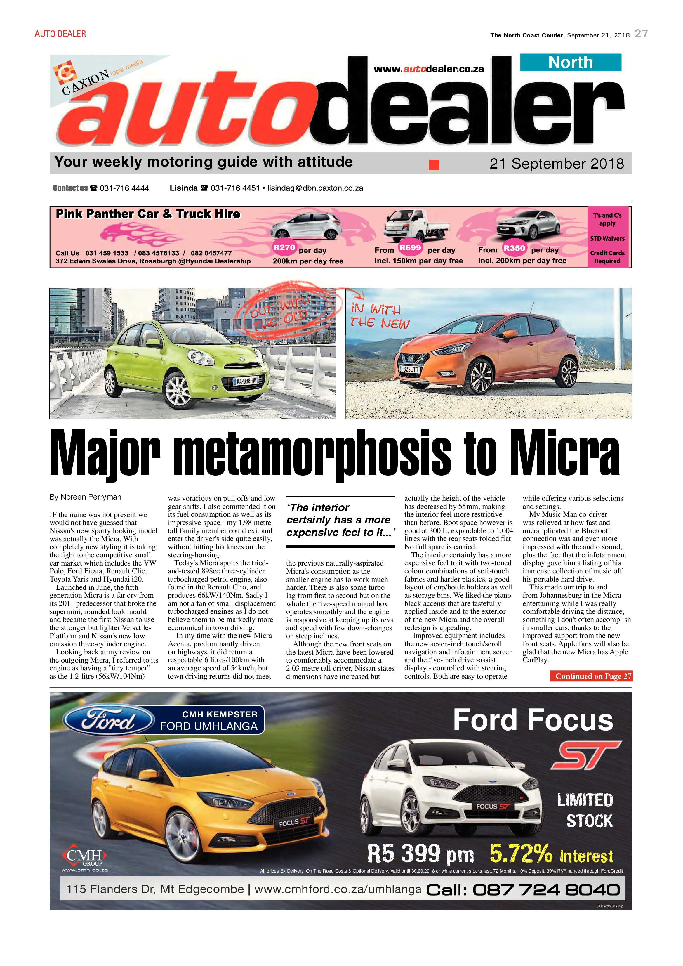 The North Coast Courier – 21 September 2018 page 27