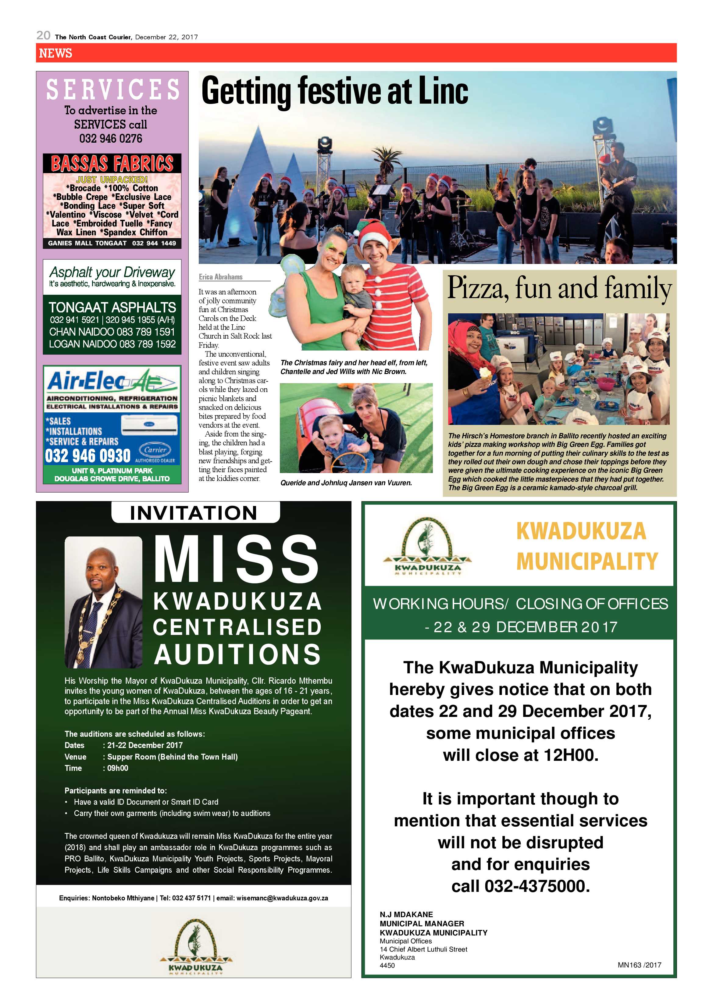 The North Coast Courier – 22 December 2017 page 20
