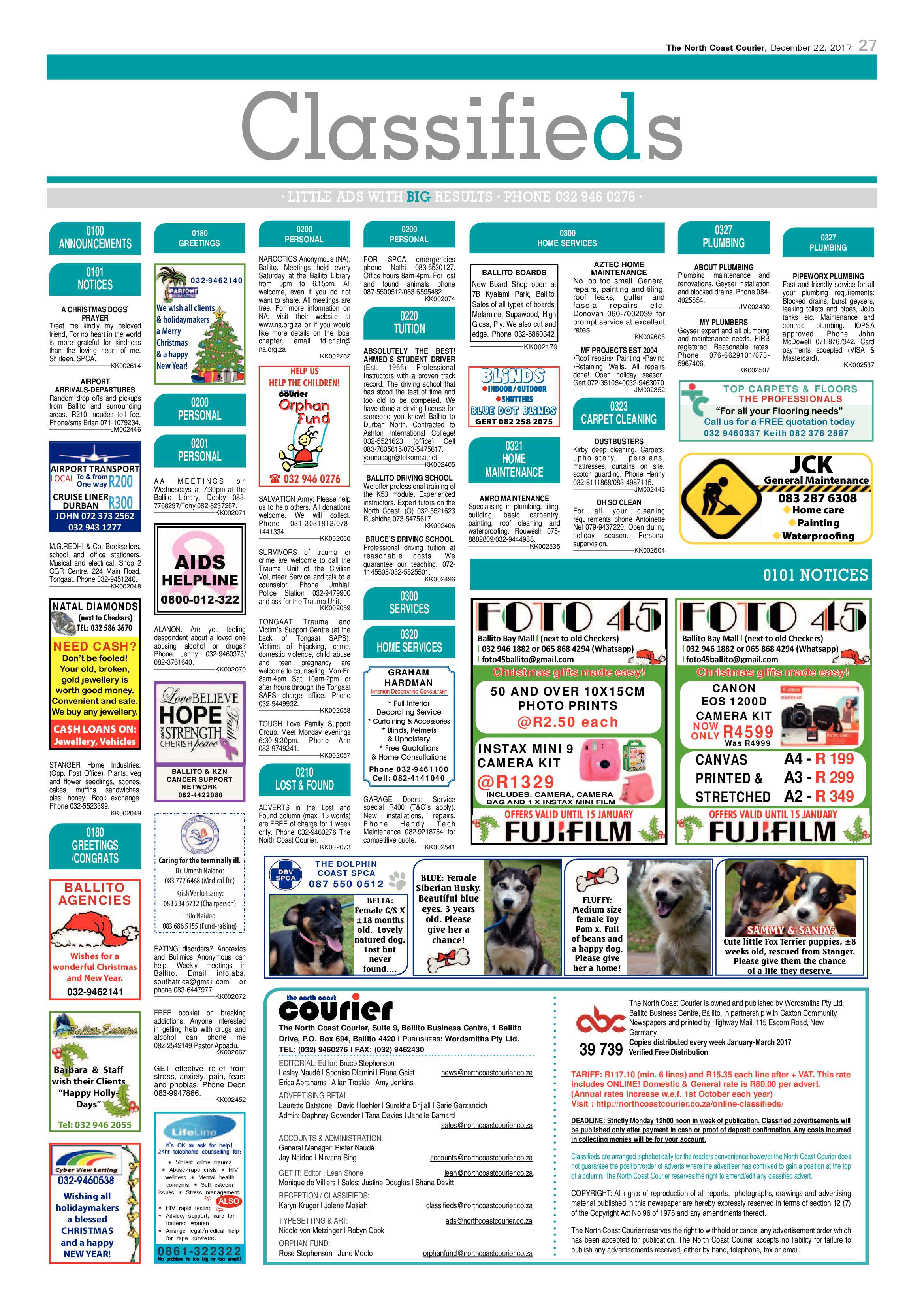 The North Coast Courier – 22 December 2017 page 27