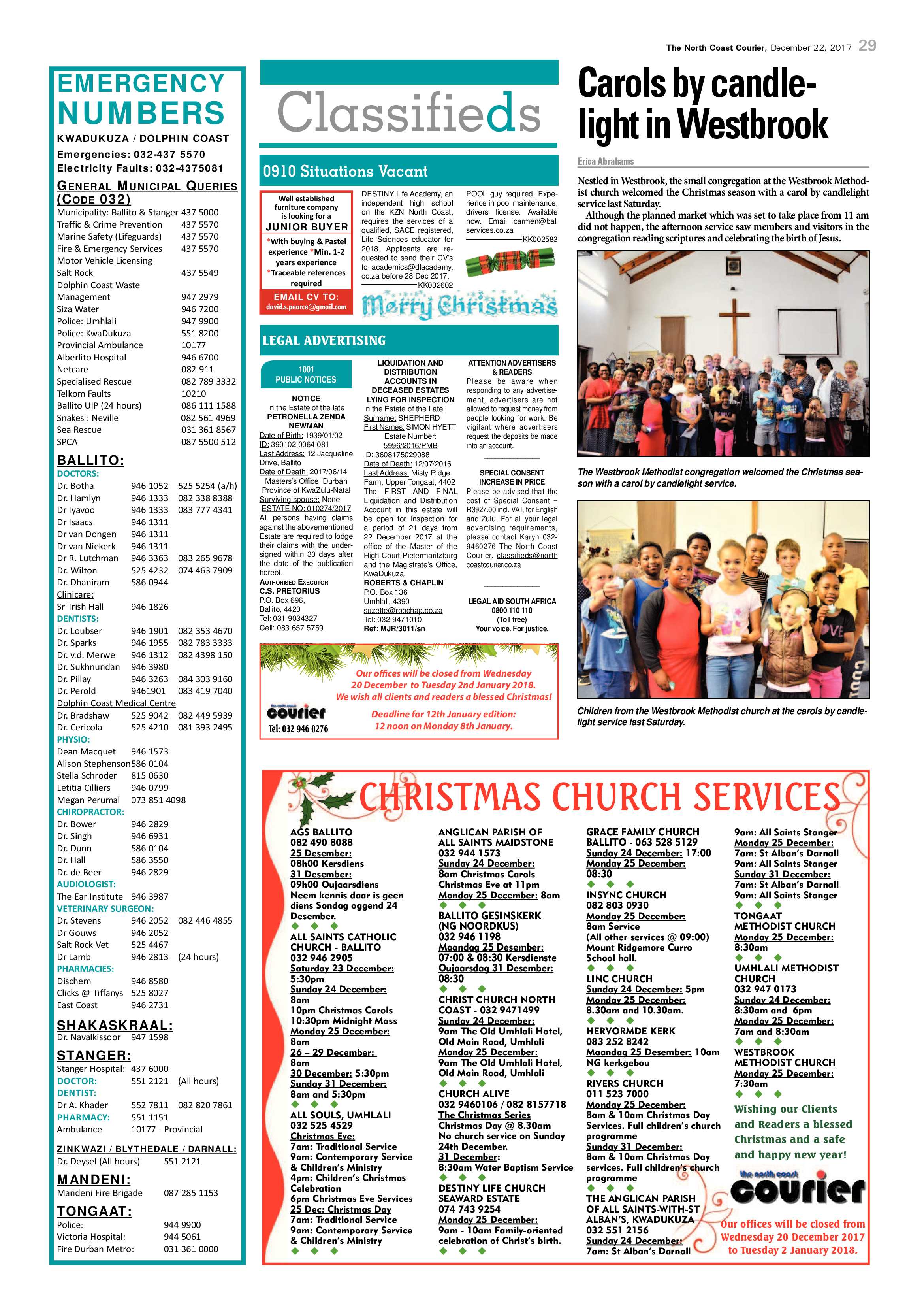 The North Coast Courier – 22 December 2017 page 29