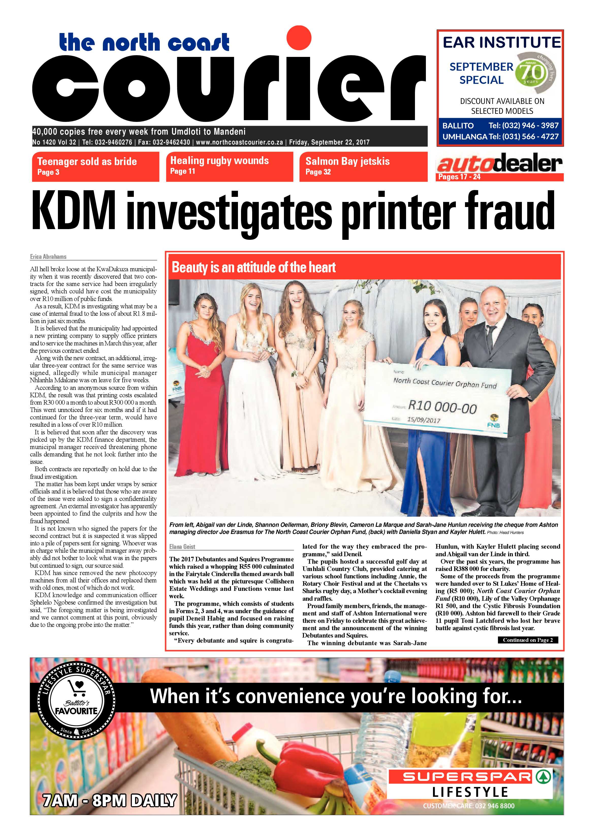 The North Coast Courier – 22 September 2017 page 1
