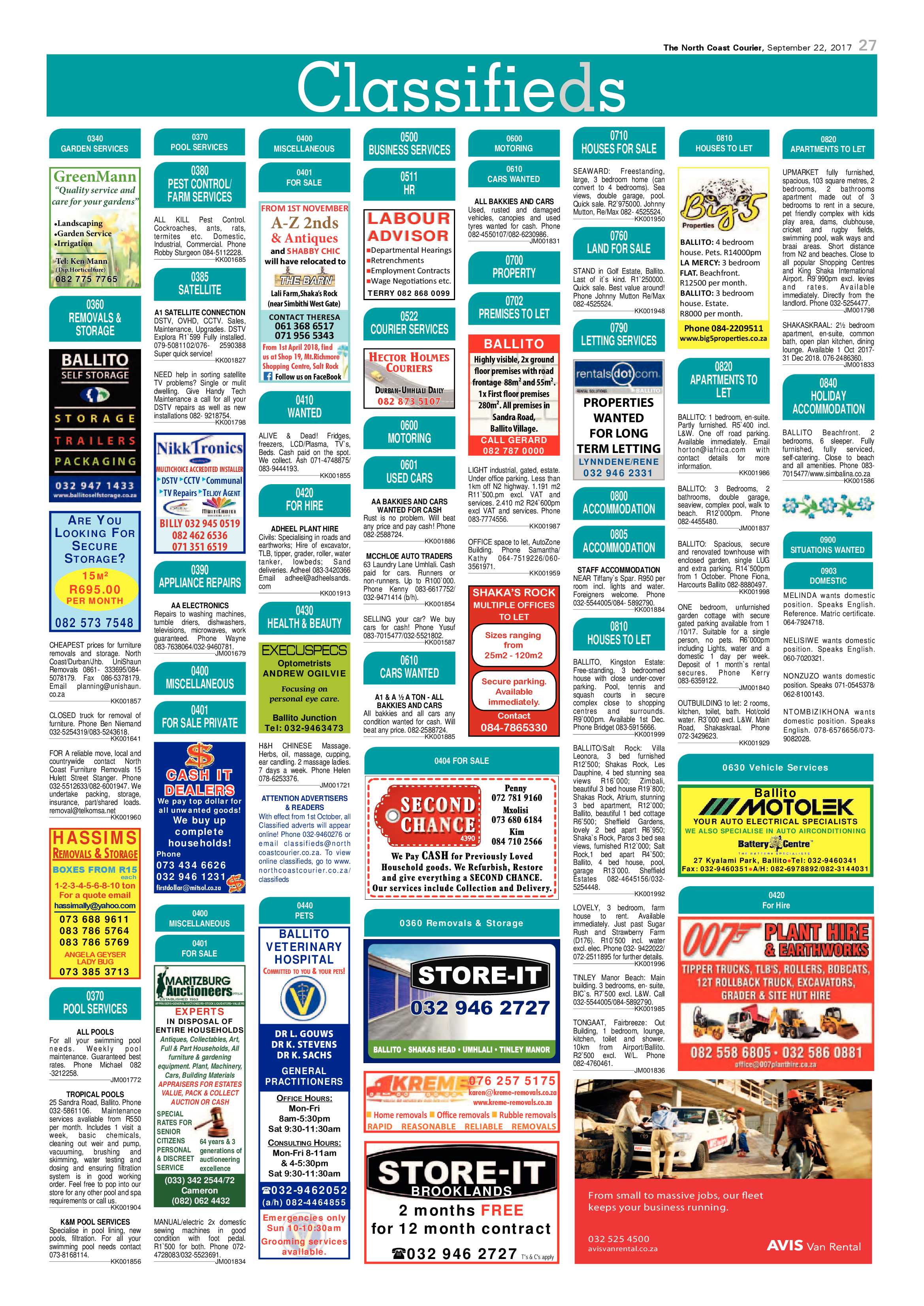The North Coast Courier – 22 September 2017 page 27