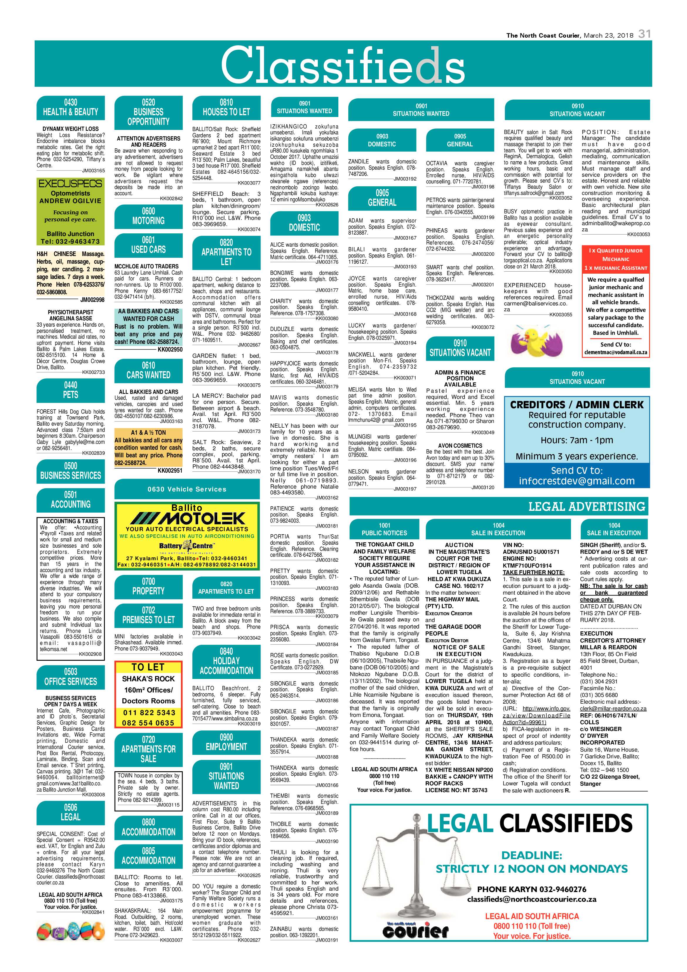 The North Coast Courier – 23 March 2018 page 31