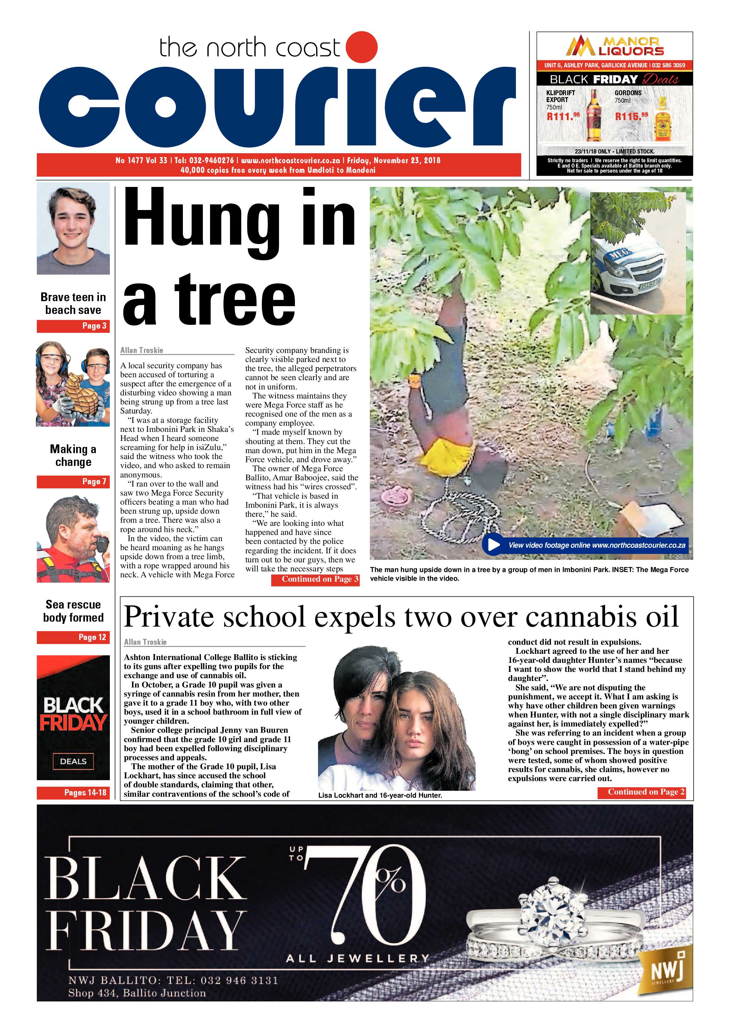 The North Coast Courier – 23 November 2018 page 1