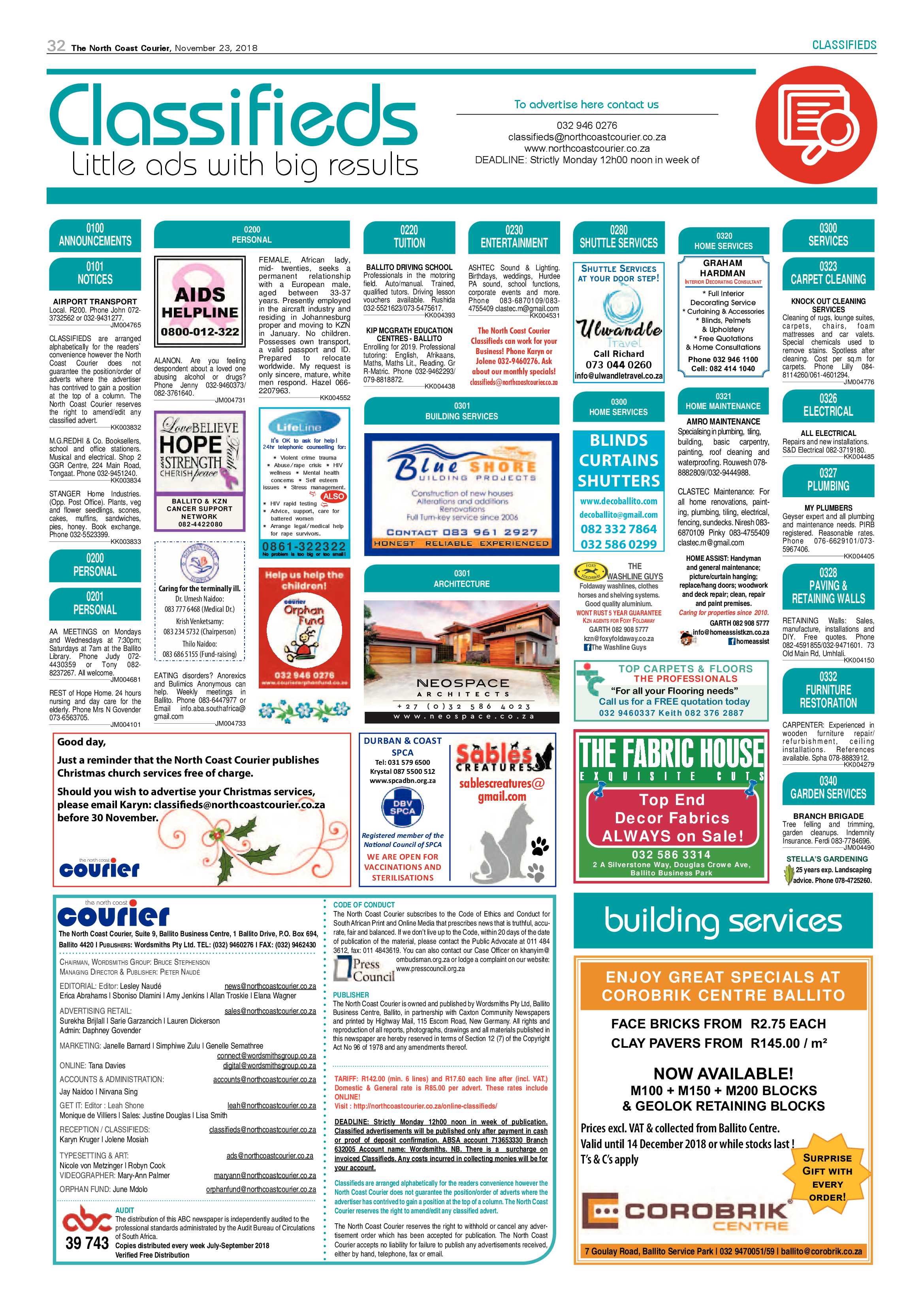 The North Coast Courier – 23 November 2018 page 32