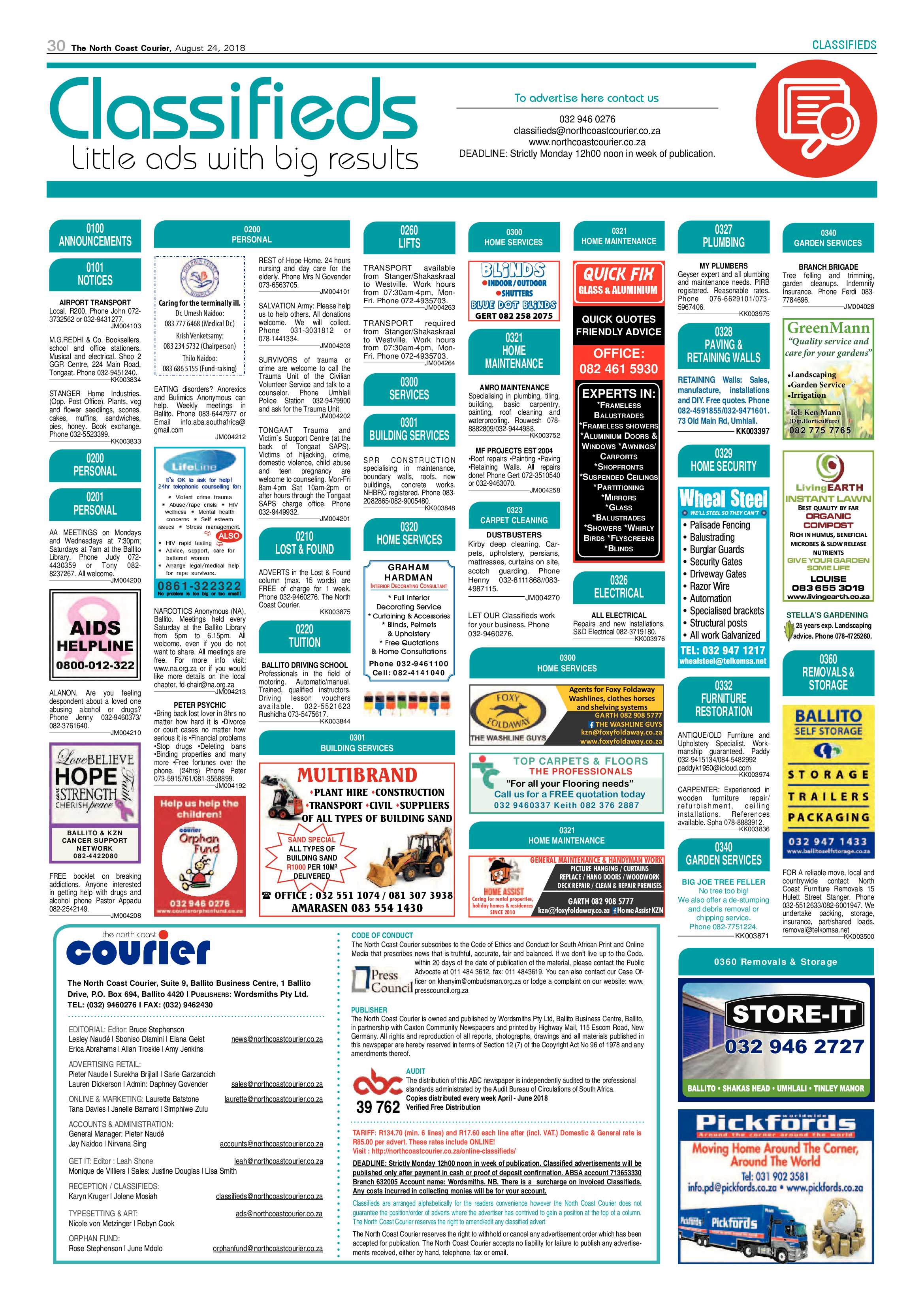 The North Coast Courier – 24 August 2018 page 30
