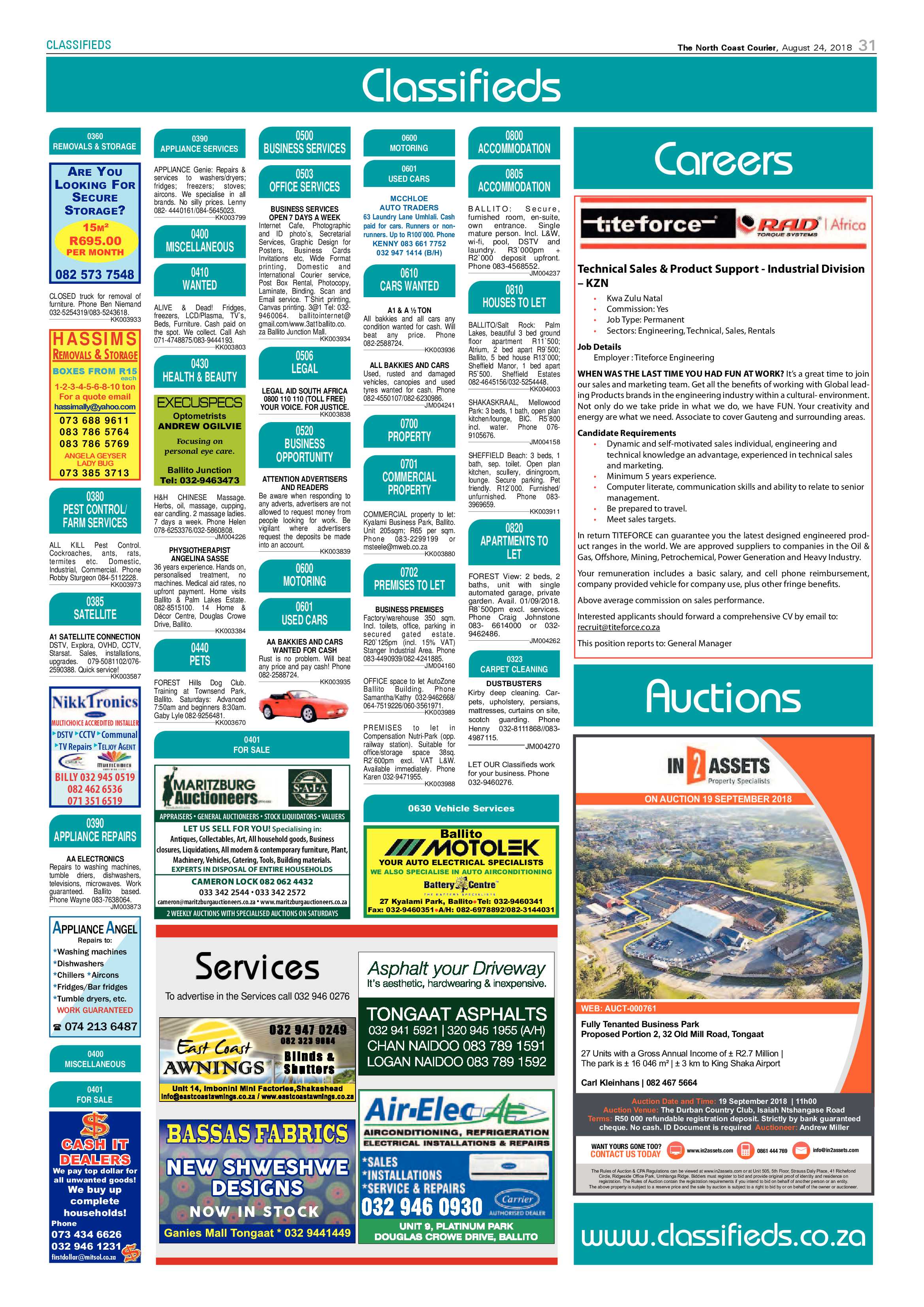 The North Coast Courier – 24 August 2018 page 31