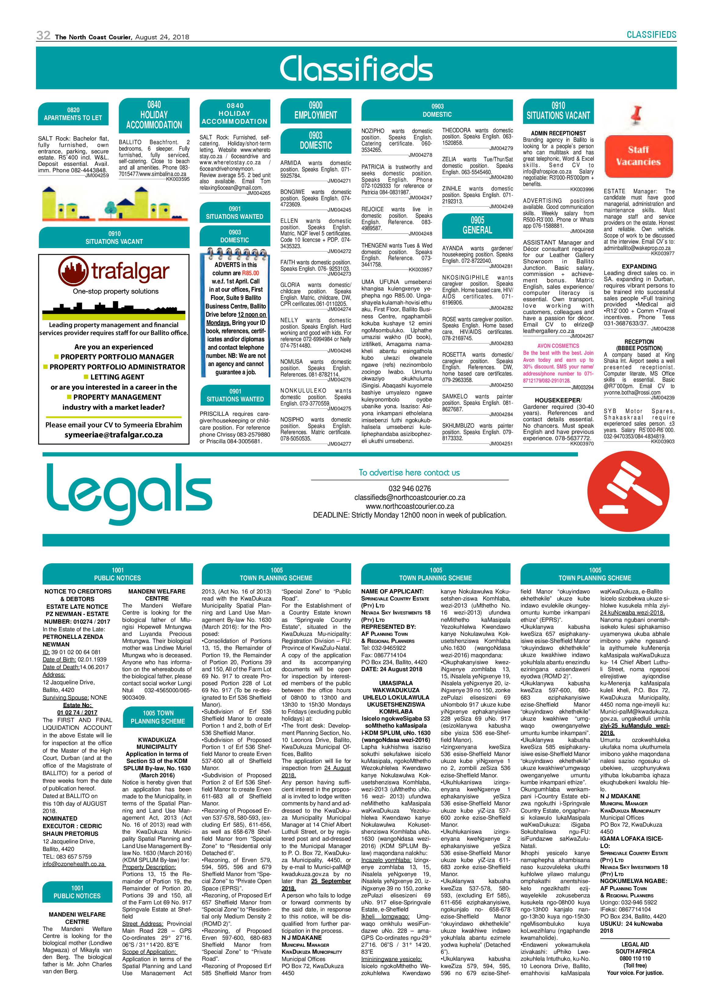 The North Coast Courier – 24 August 2018 page 32