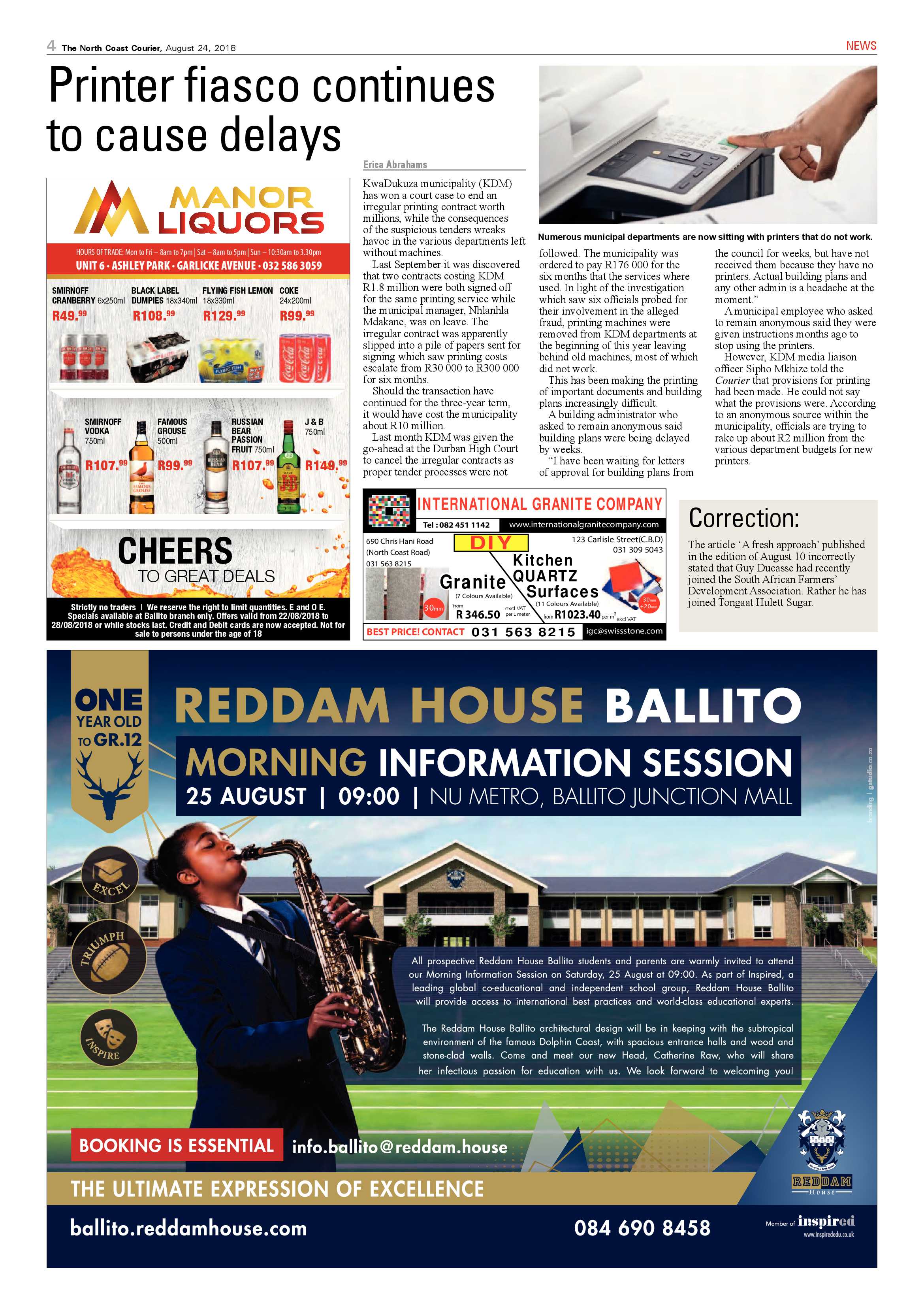 The North Coast Courier – 24 August 2018 page 4
