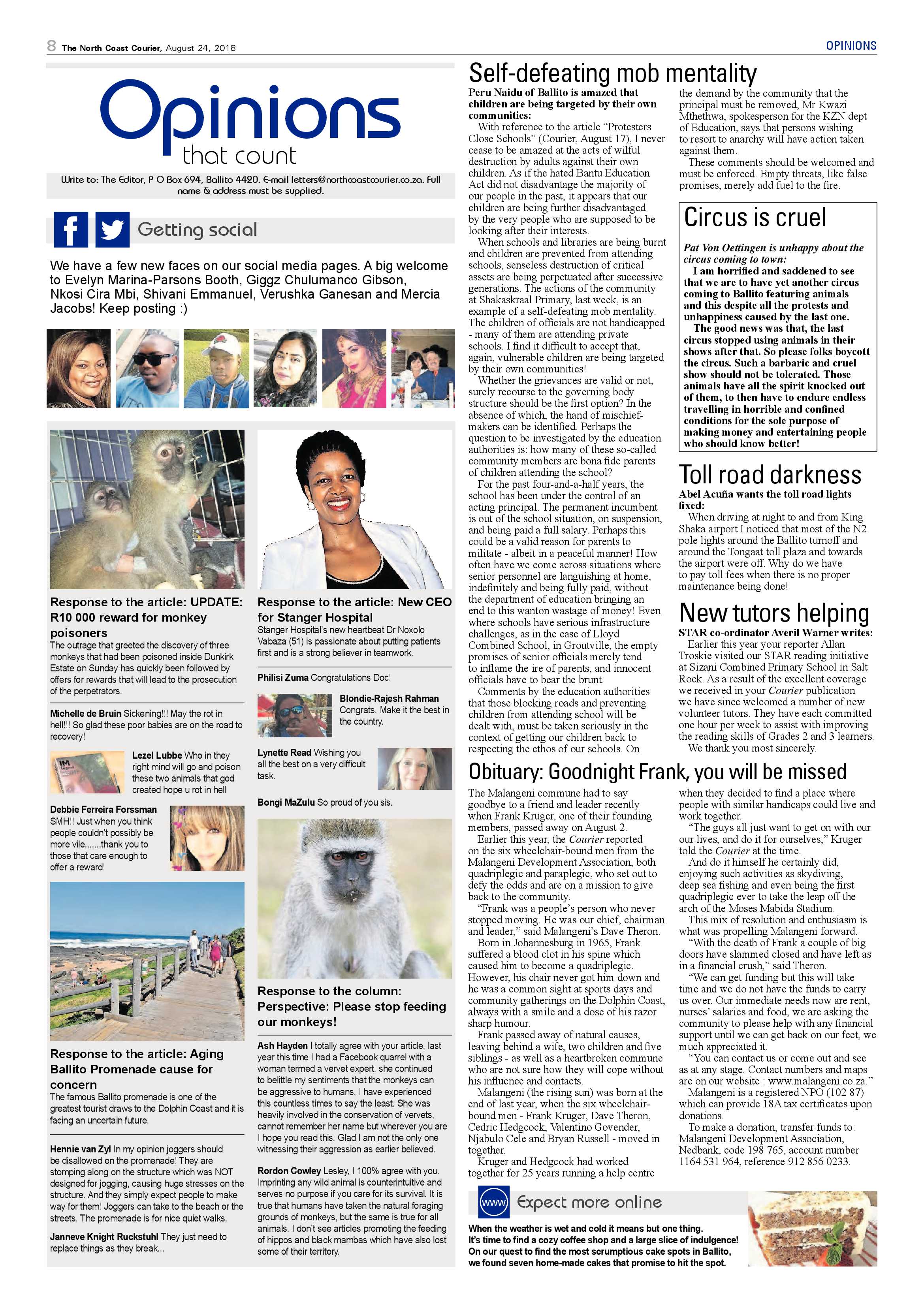 The North Coast Courier – 24 August 2018 page 8